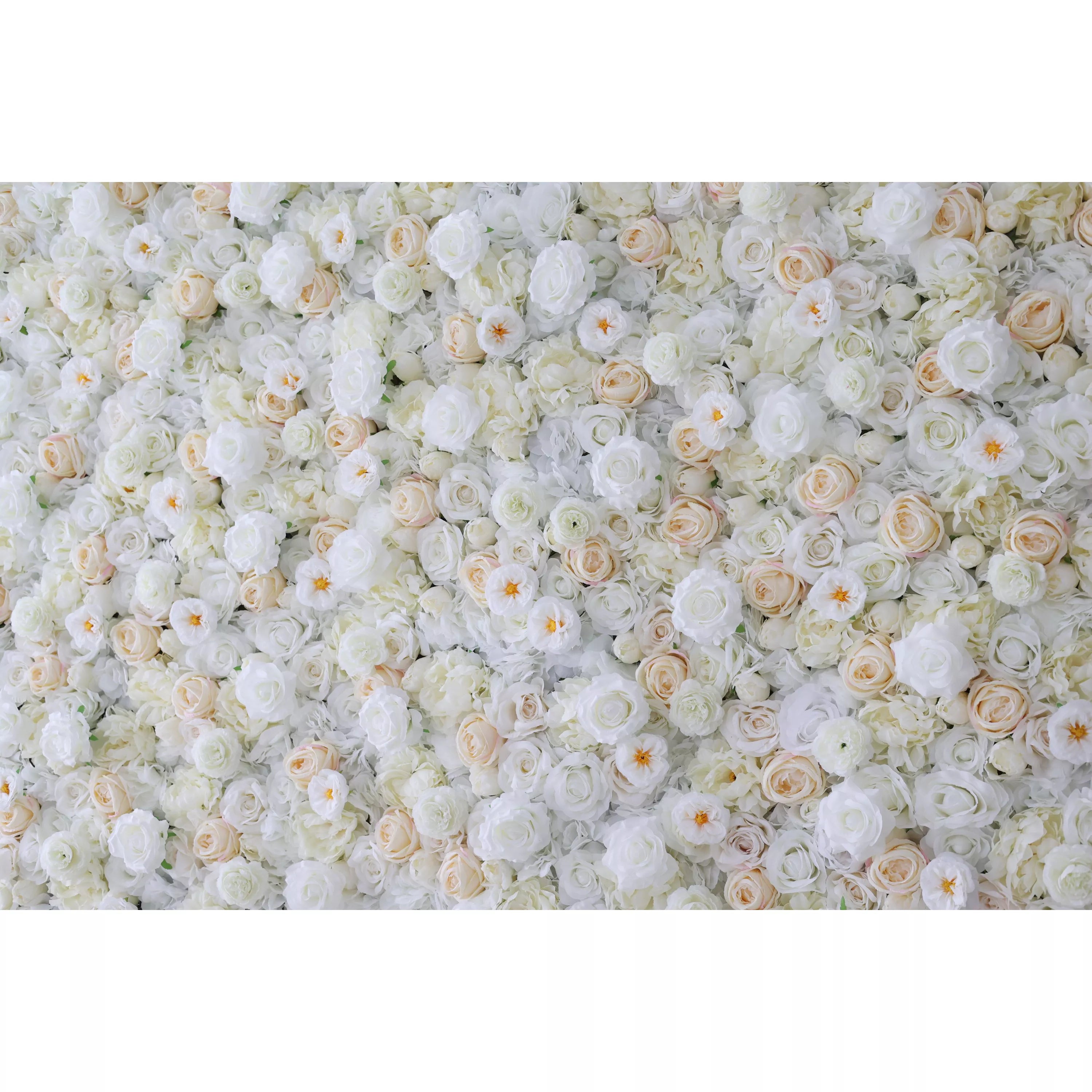 Valar Flowers Roll Up Fabric Artificial White, Cream and Champagne Flower Wall Wedding Backdrop, Floral Party Decor, Event Photography-VF-263