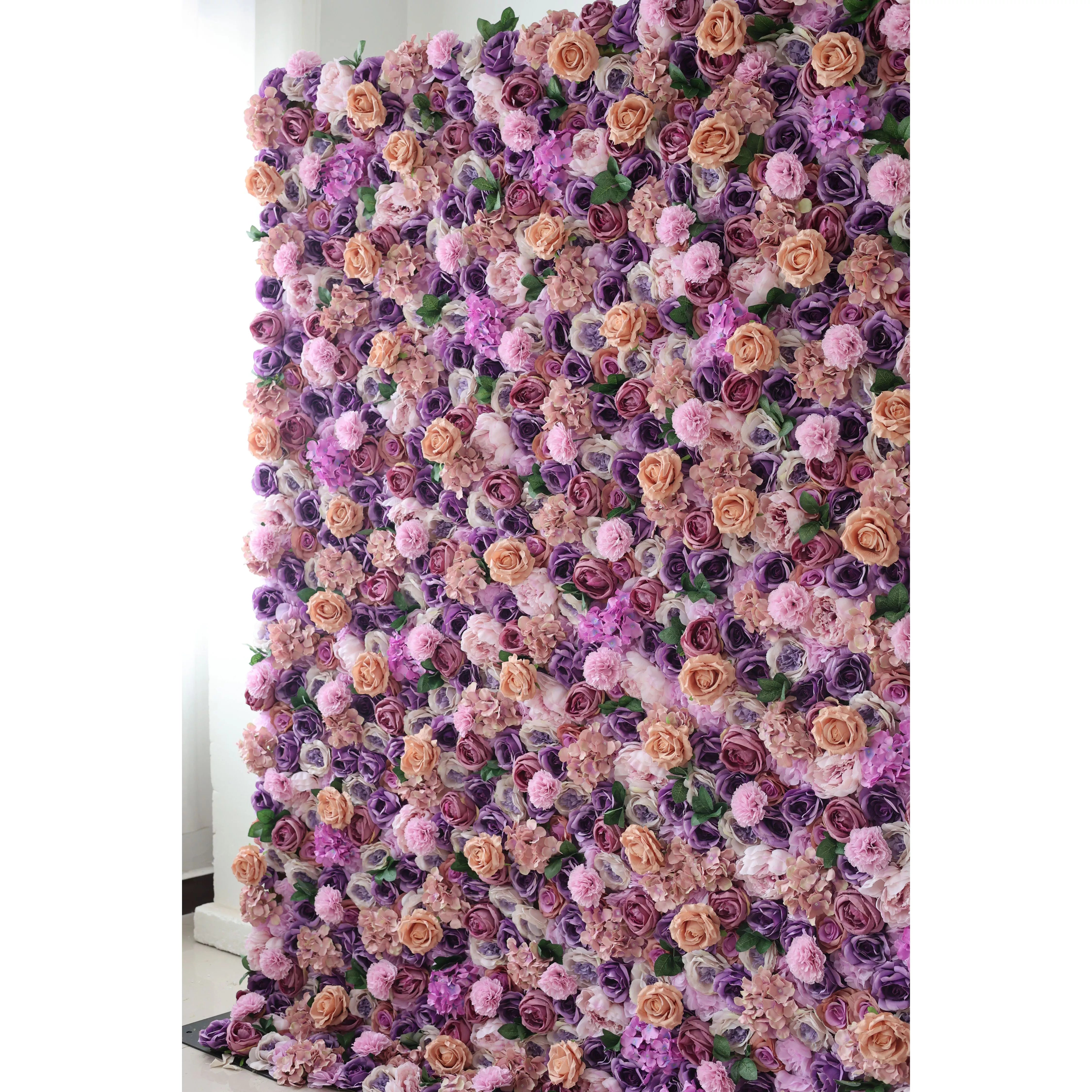 ValarFlowers Artificial Floral Wall Backdrop: Lavish Lavender Lushness - The Radiance of Rosy Romance