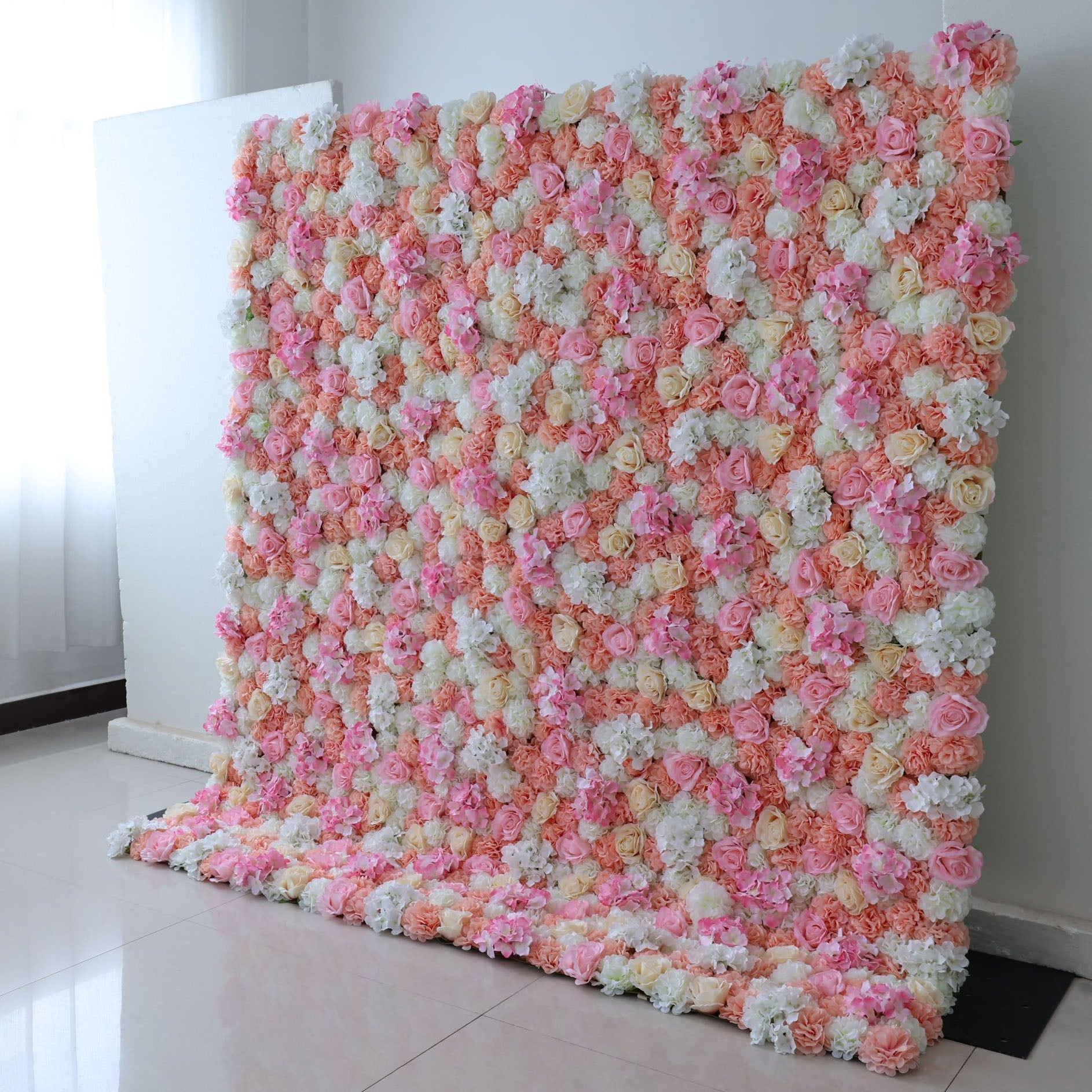 Valar Flowers Roll Up Fabric Artificial Flower Wall Wedding Backdrop, Floral for Weddings & Events - VF-3563