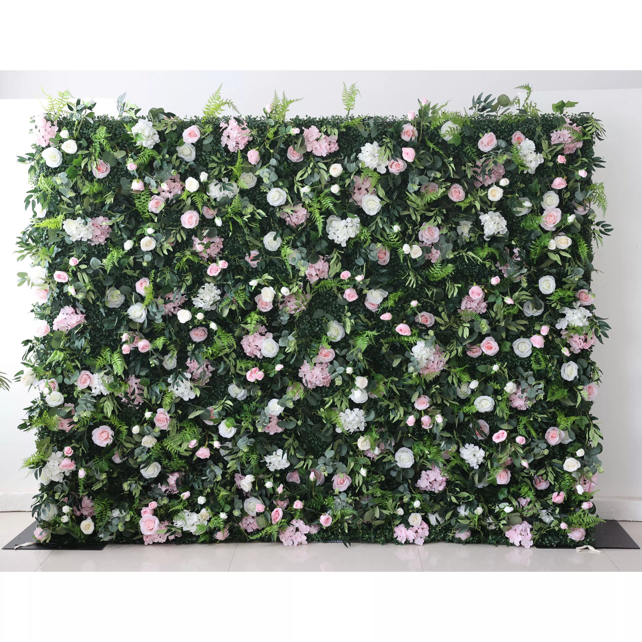 Ethereal Enchantment: Dense Verdant Foliage Meets Pastel Florals – An Idyllic Botanical Wall for Whimsical & Elegant Settings-VF-205-2
