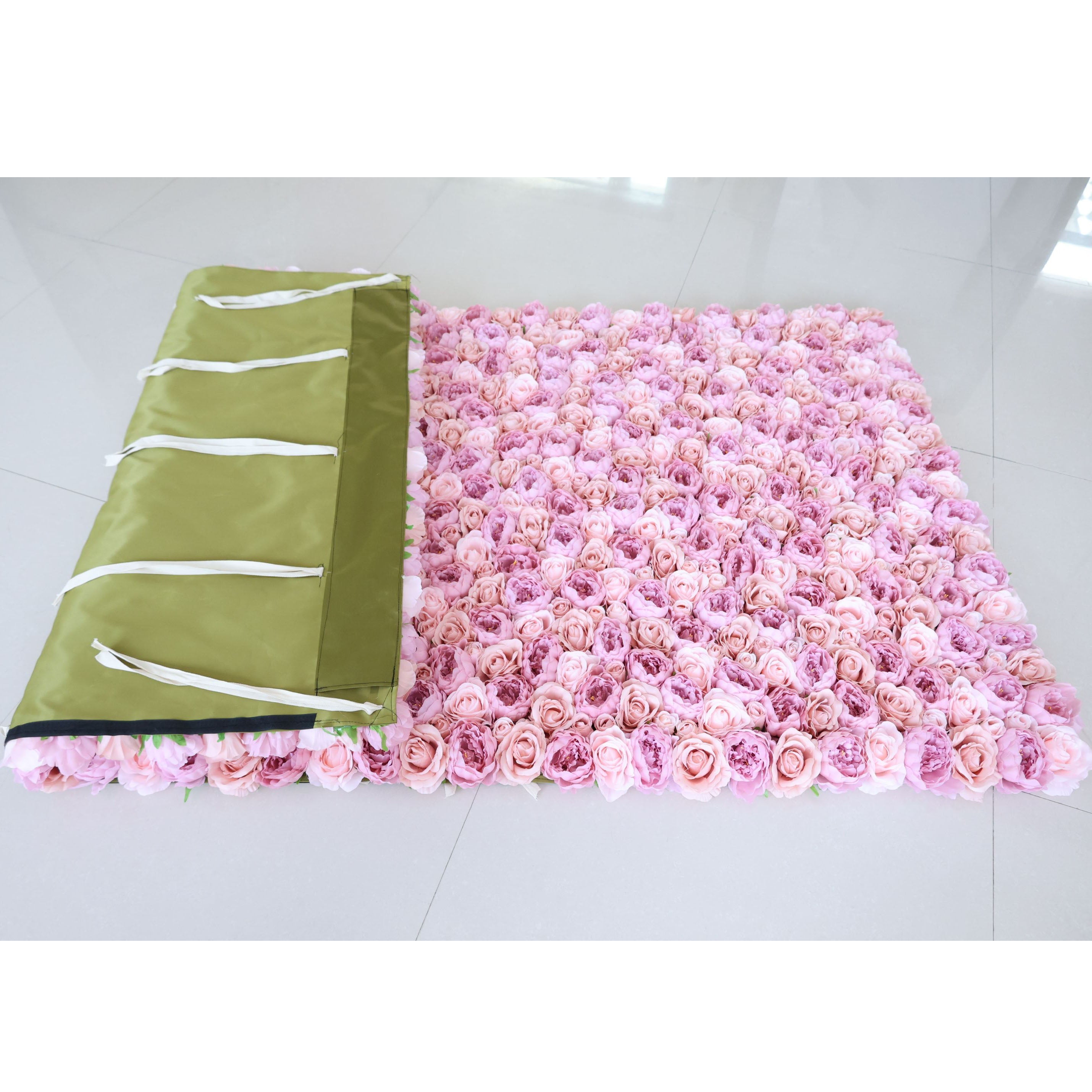 Valar Flowers Roll Up Fabric Artificial Flower Wall Wedding Backdrop0