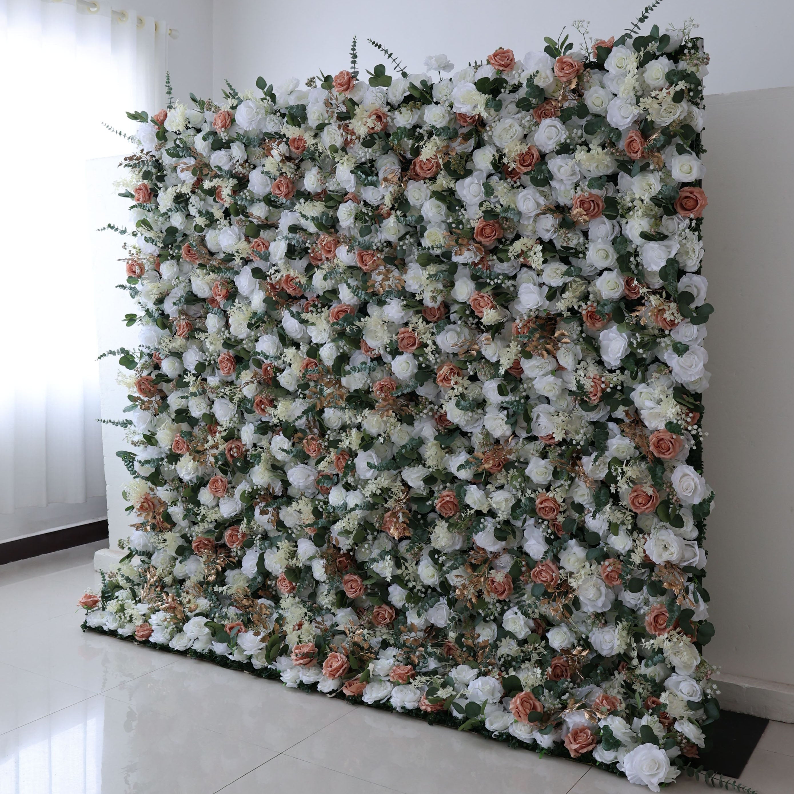 Valar Flowers roll up fabric artificial flower wall for wedding backdrop, floral design VF-3581
