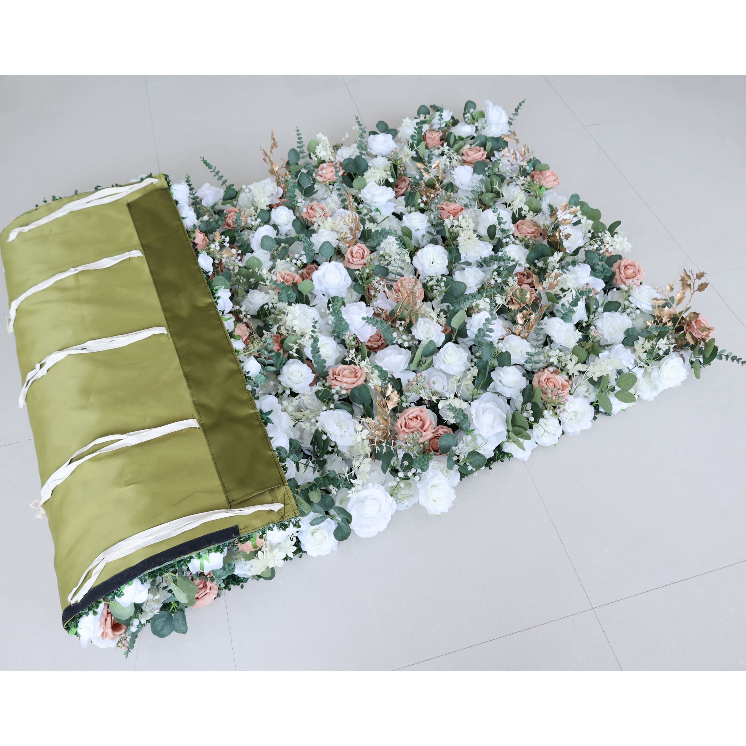 Valar Flowers roll up fabric artificial flower wall for wedding backdrop, floral design VF-3584