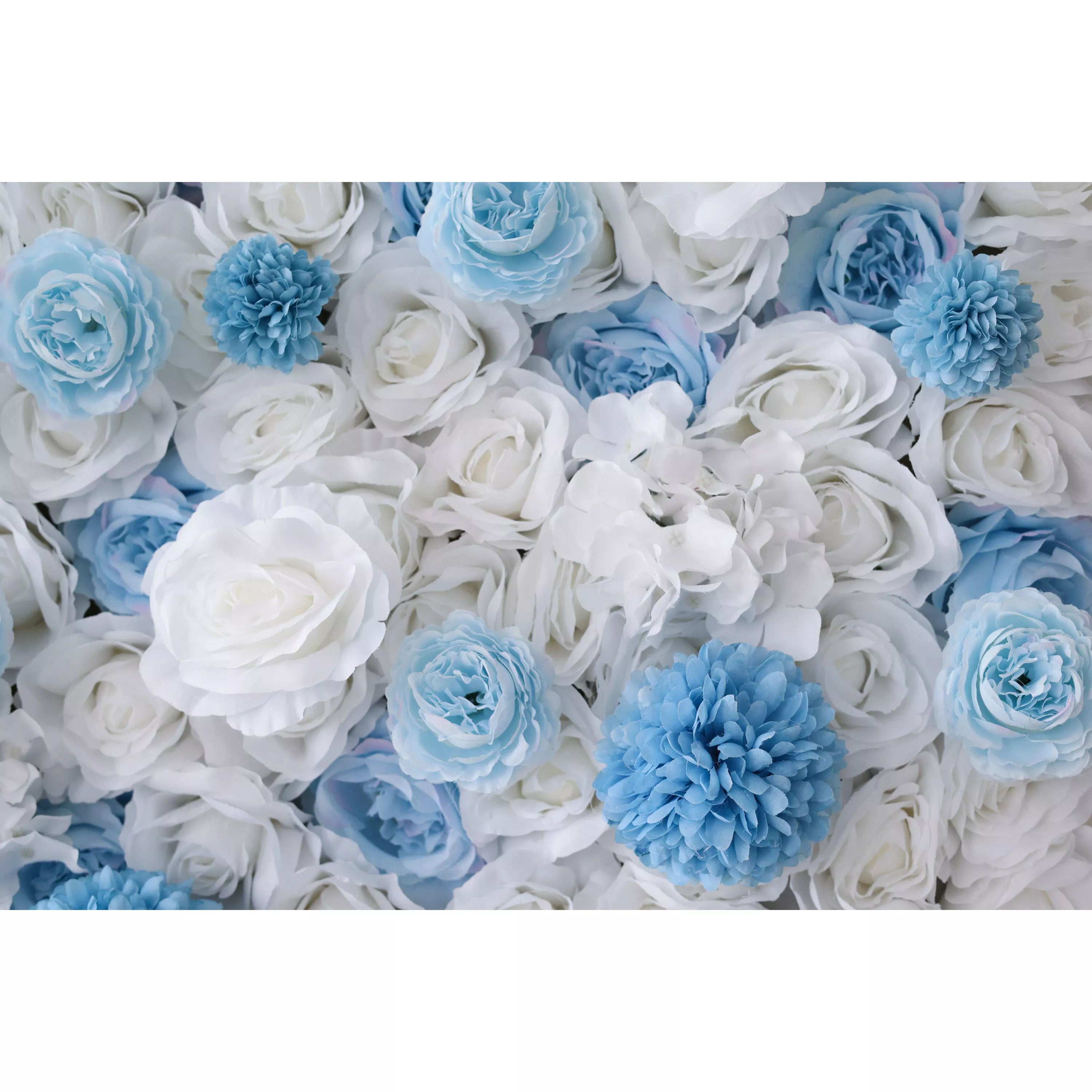 ValarFlowers Toile de fond murale florale artificielle : paysage marin serein – Bleu azur et ivoire Bliss Edition-VF-270
