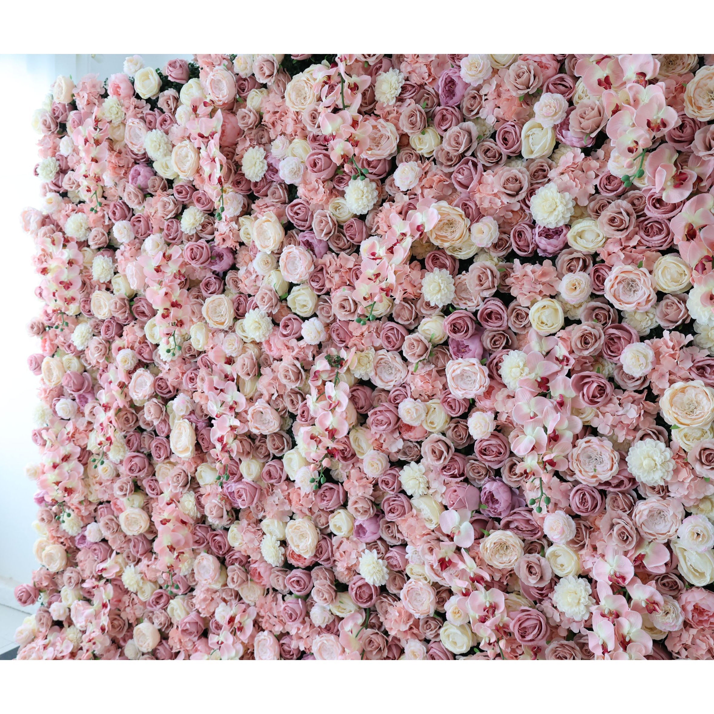 Fleurs Valar retrousser tissu fleur artificielle mur toile de fond de mariage, décor de fête florale, photographie d'événement-VF-359 
