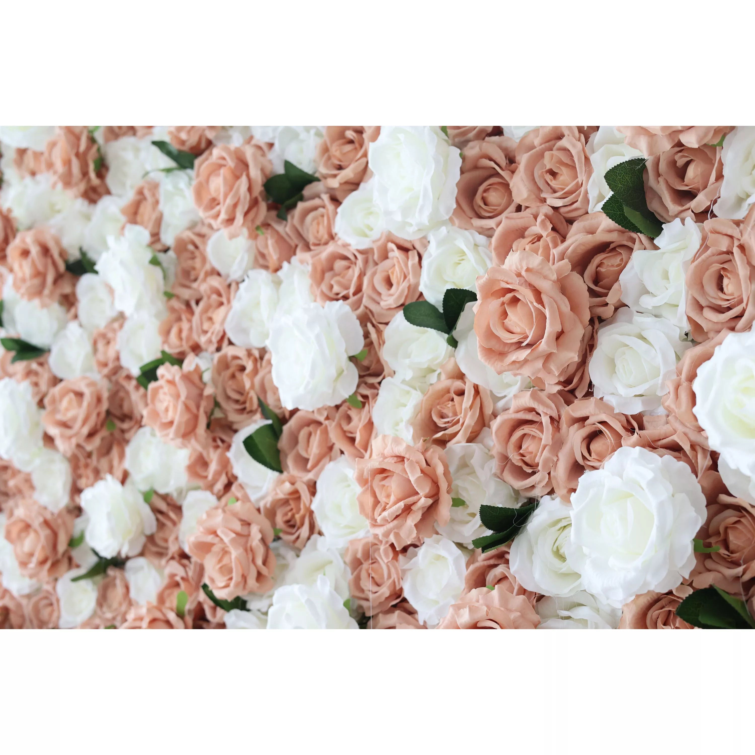 خلفية جدار زهور زهرية اصطناعية: ورود عتيقة-انسجام خوخ عاجي