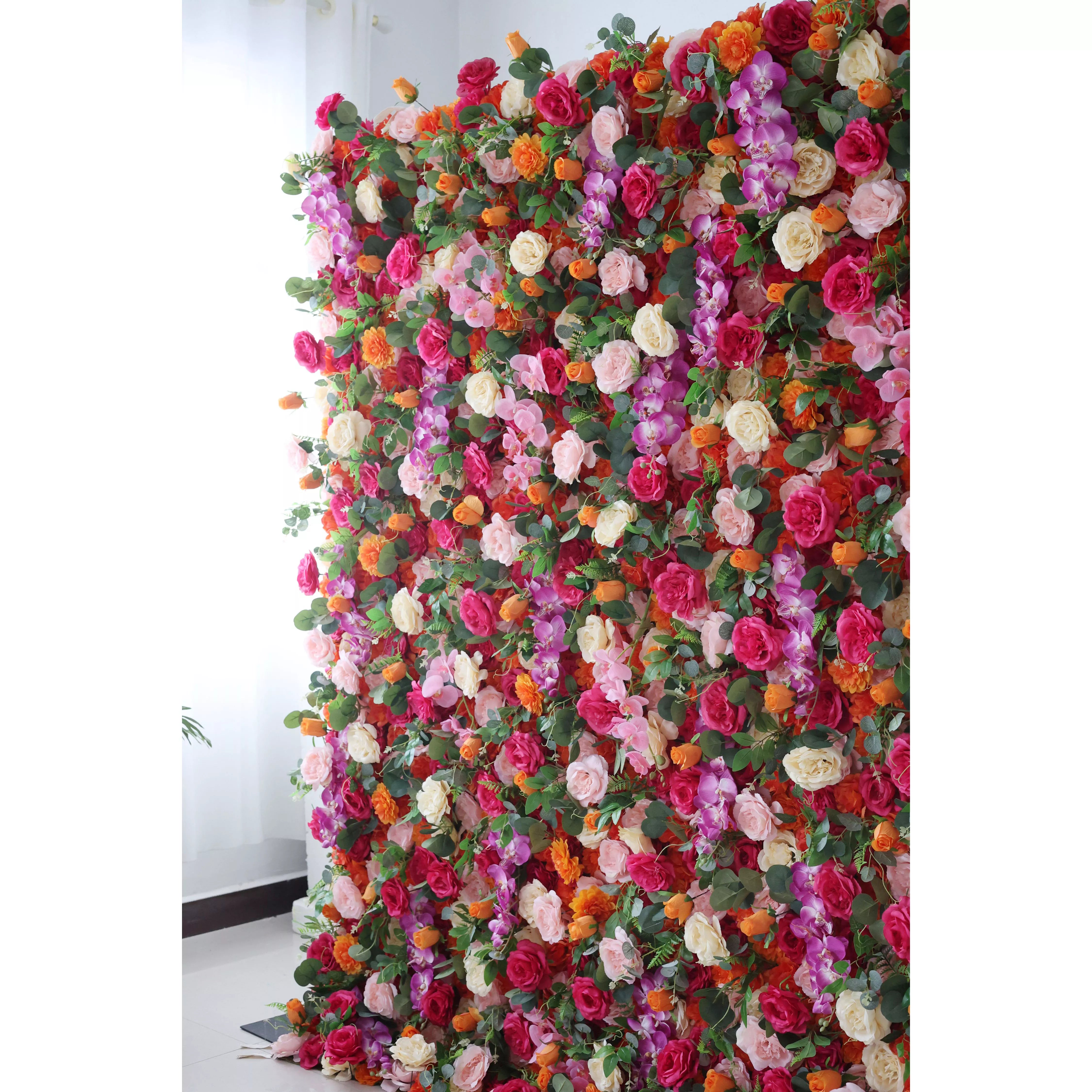ValarFlower Artificial Floral Wall Backdrop: Enchanted Garden - Radiant & Romantic Bloom Array-VF-271