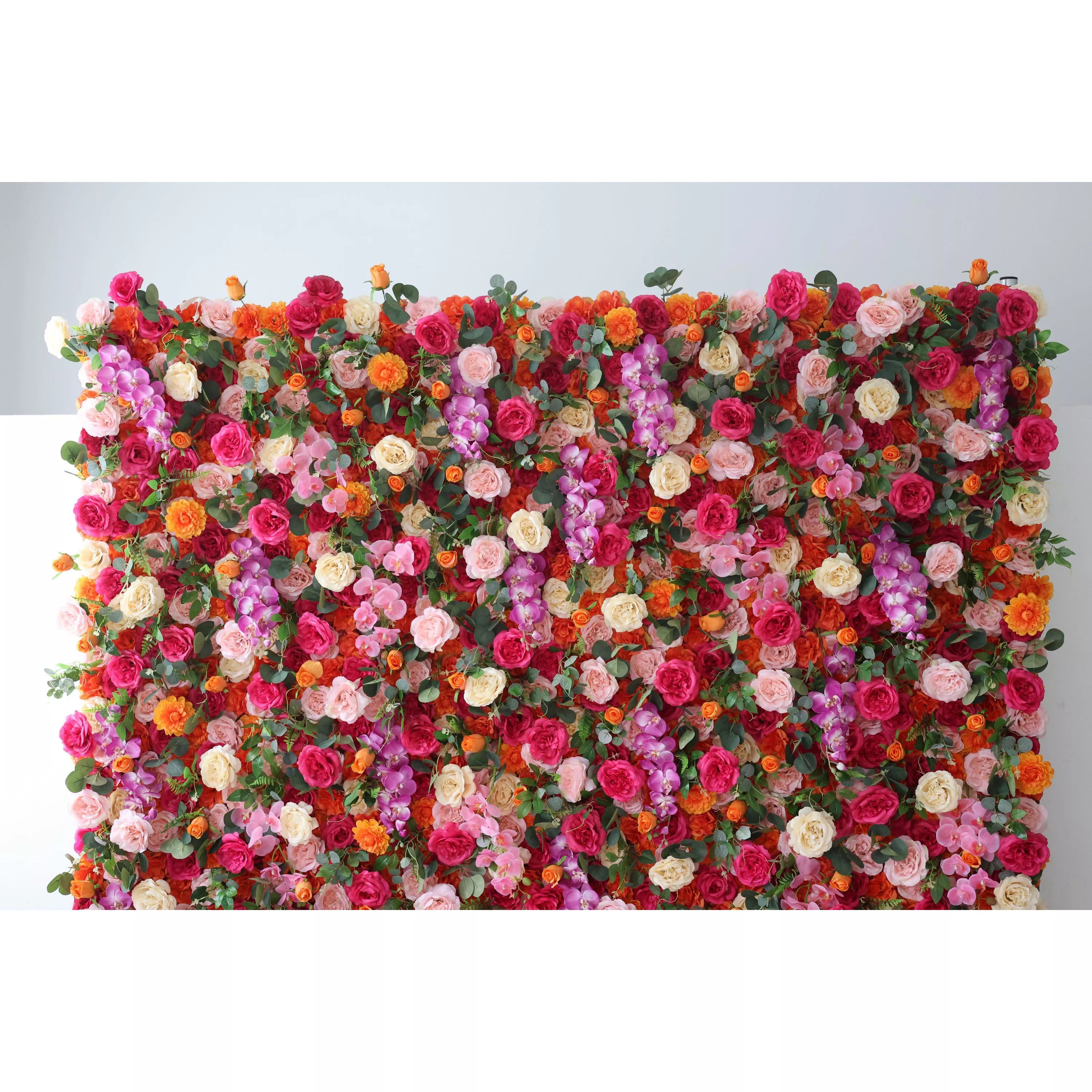 ValarFlower Toile de fond murale florale artificielle : jardin enchanté – Tableau de fleurs rayonnantes et romantiques-VF-271