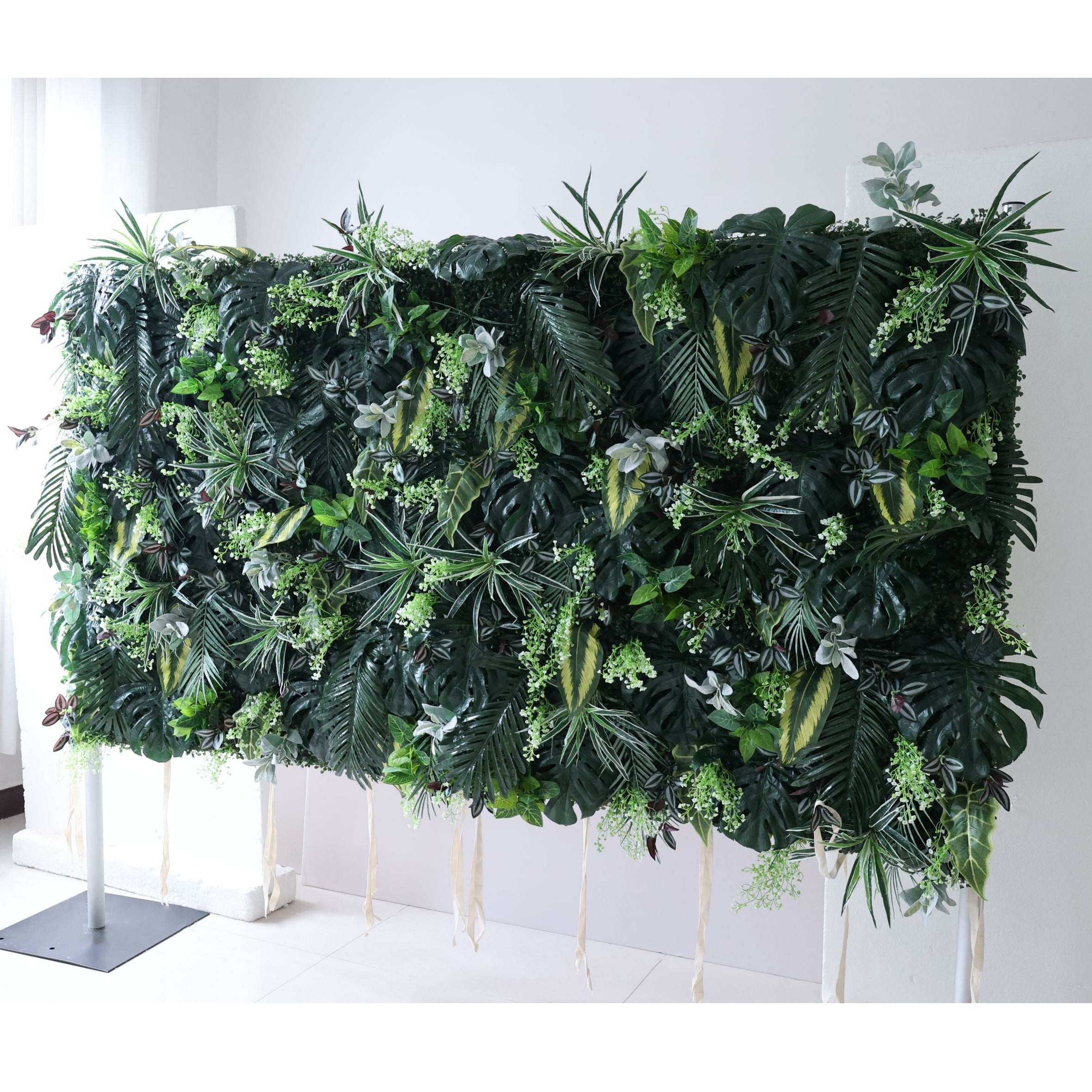 Valar Flowers fabric roll-up artificial green leaves flower wall for wedding backdrop, floral party decor, and event photography, model VF-3633