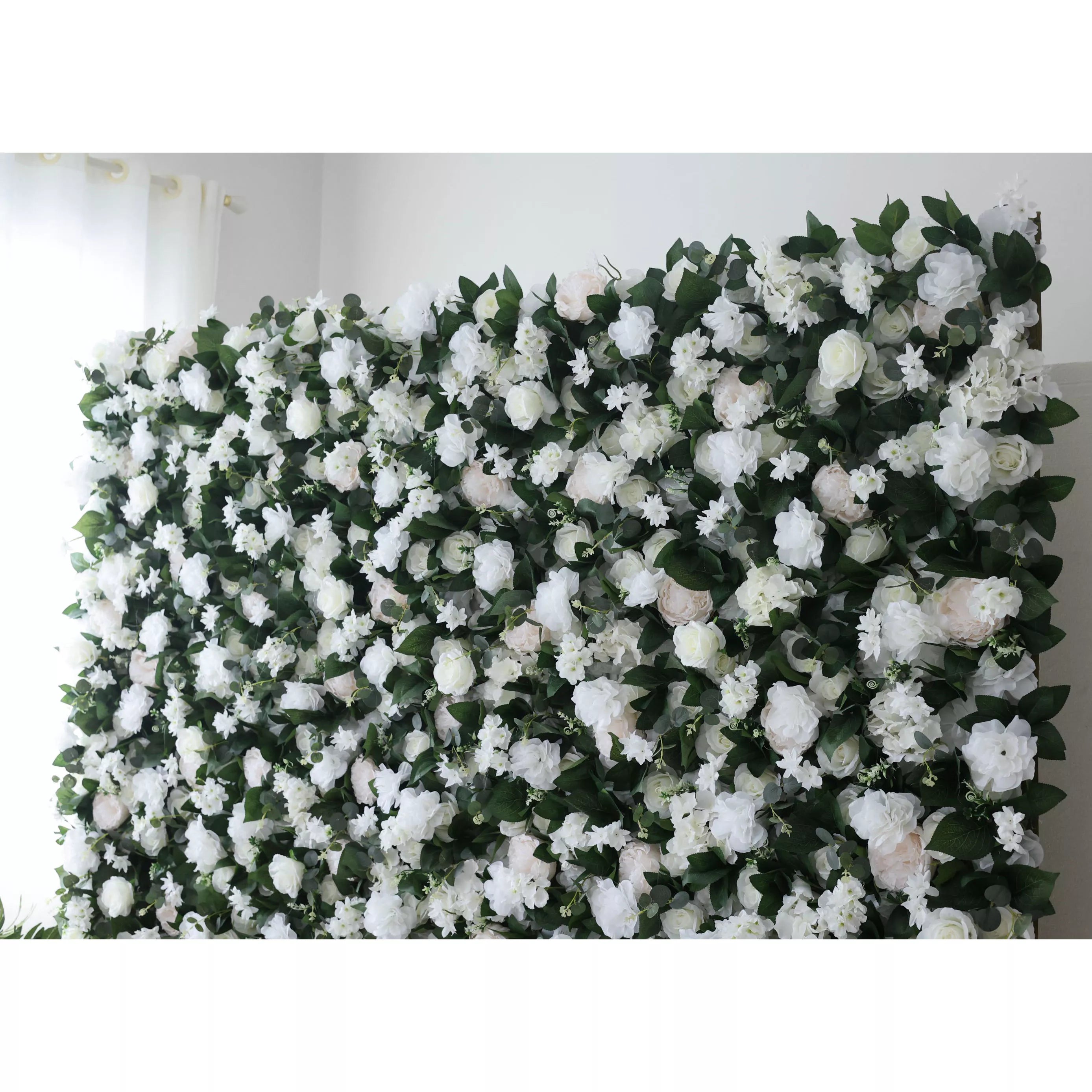 ValarFlower Artificial Floral Wall Backdrop: Ethereal Elegance - A Pristine Panorama of White Blooms-VF-273-2