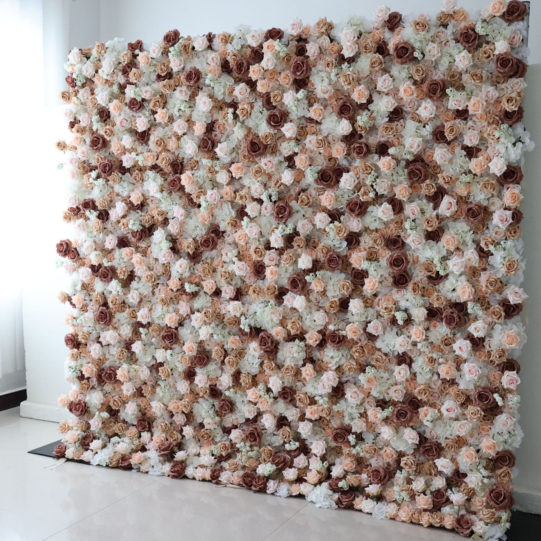 Valar Flowers Roll Up Fabric Artificial Flower Wall Wedding Backdrop, Floral Party Decor, Event Photography-VF-295