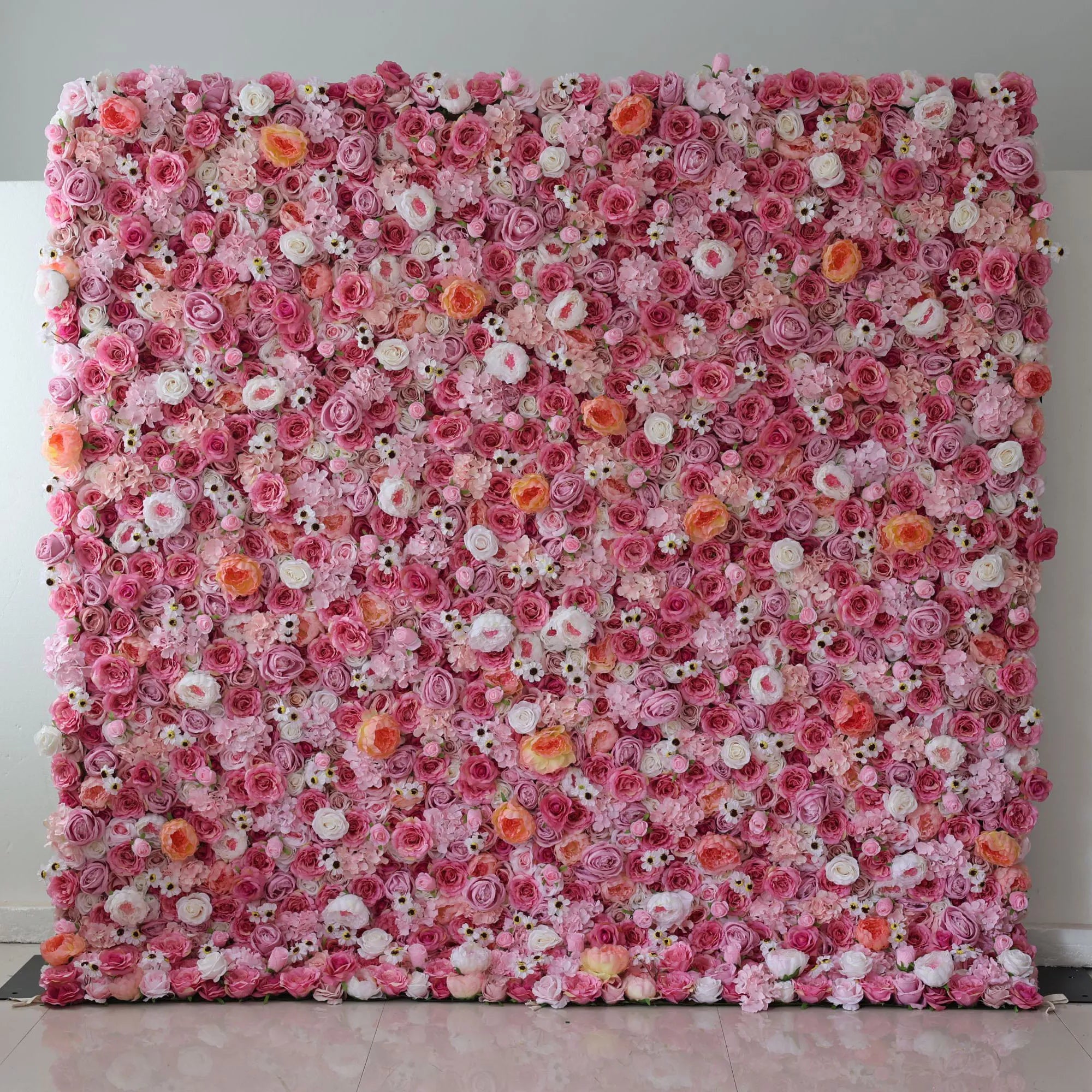 Valar Flowers Roll Up Fabric Artificial Flower Wall Wedding Backdrop, Floral for Weddings & Events - VF-1222