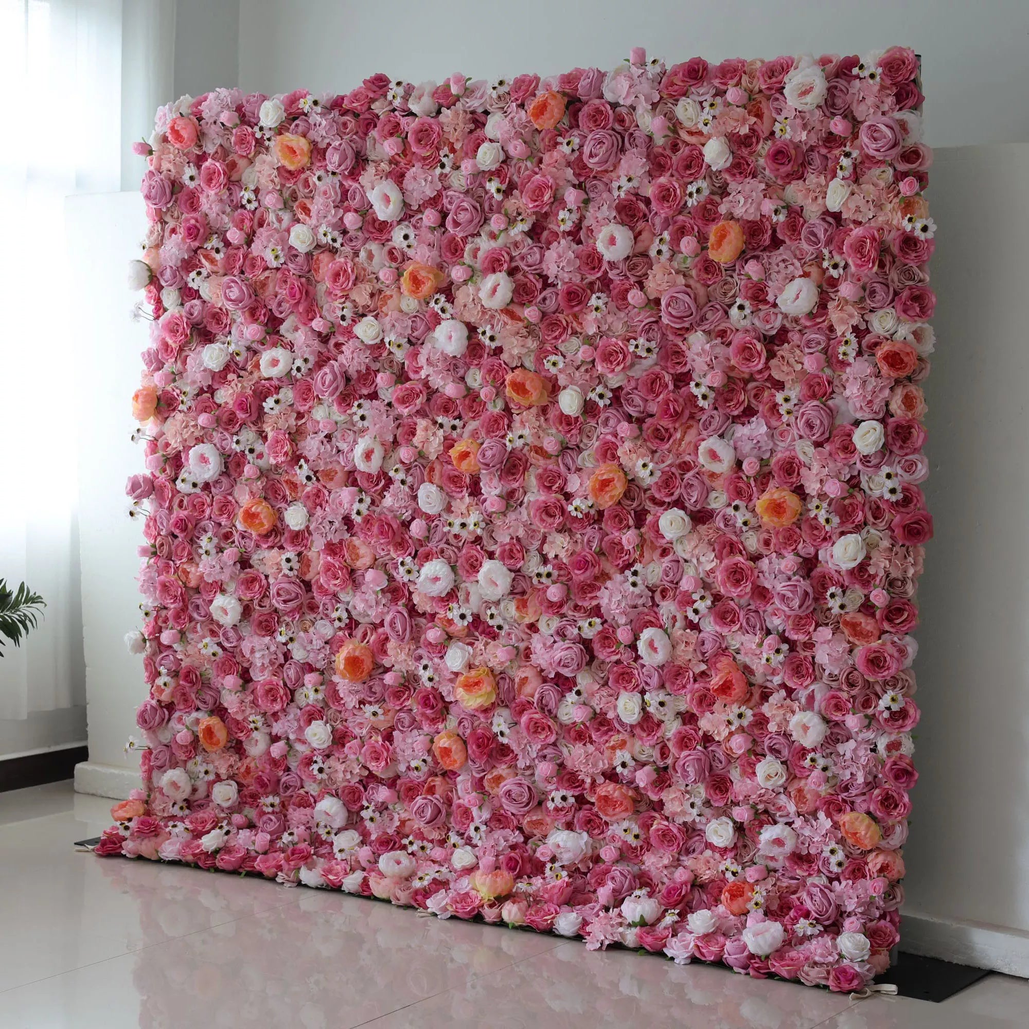 Valar Flowers Roll Up Fabric Artificial Flower Wall Wedding Backdrop, Floral for Weddings & Events - VF-1223