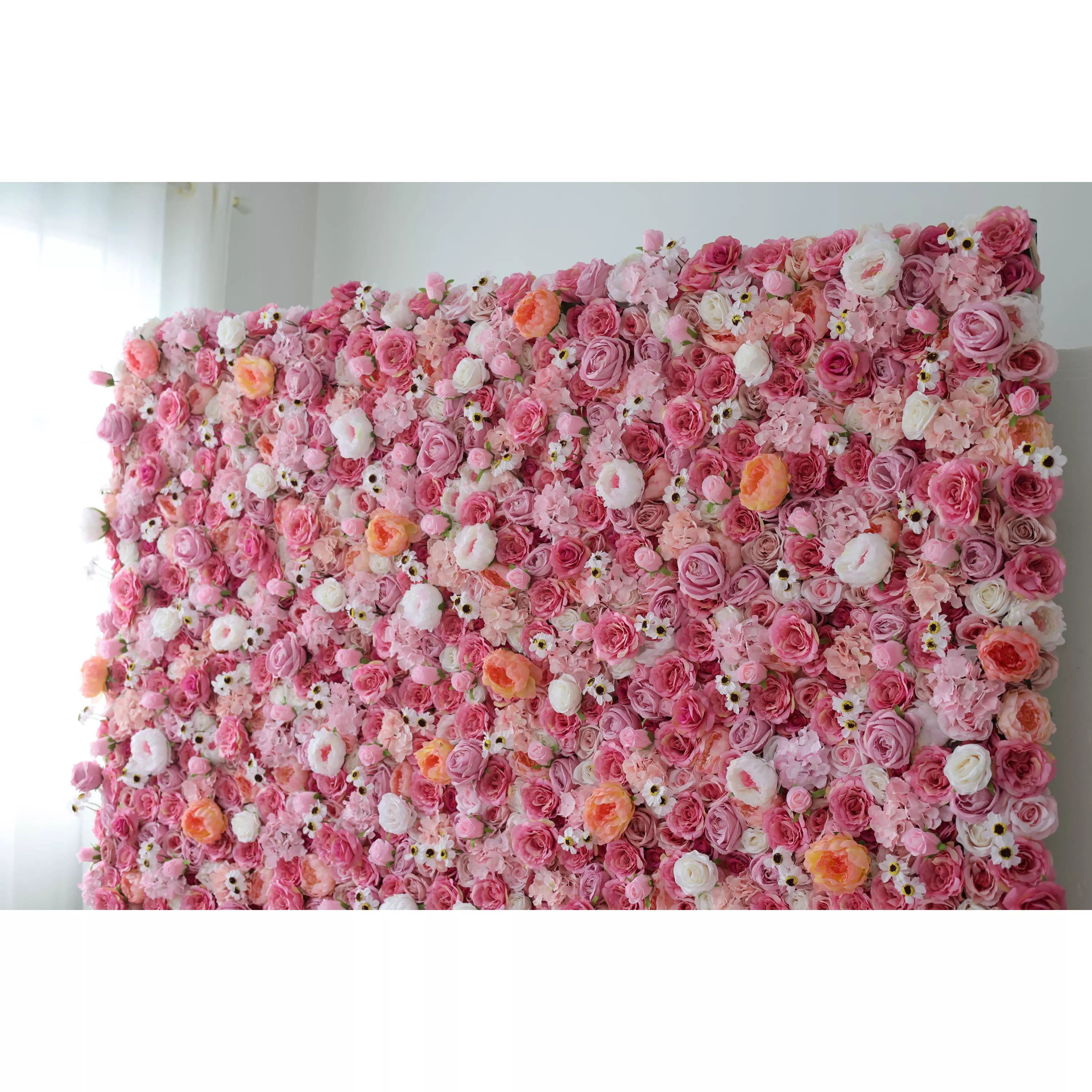 Valar Flowers Roll Up Fabric Artificial Flower Wall Wedding Backdrop, Floral for Weddings & Events - VF-1224