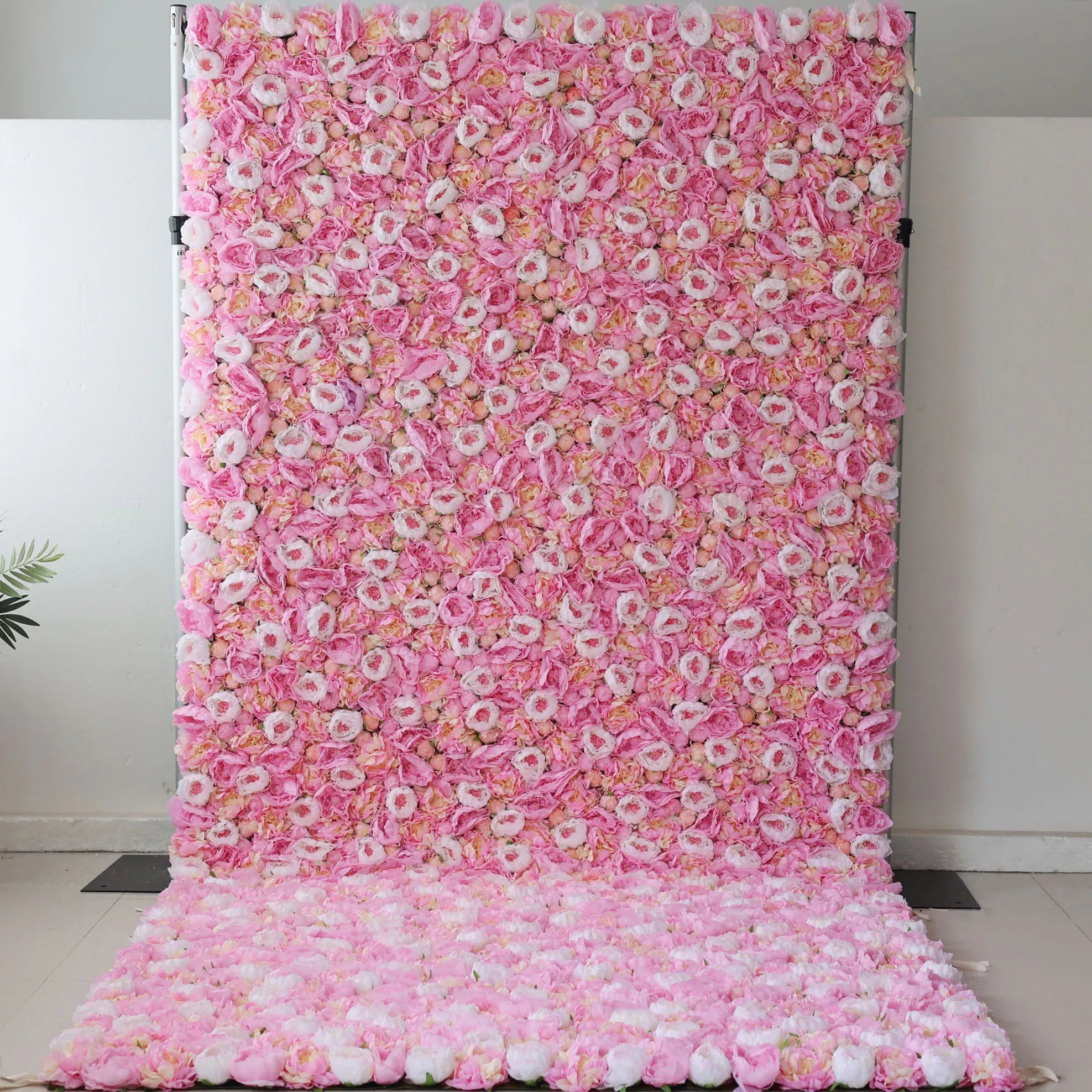 ValarFlower Toile de fond murale florale artificielle : fleur de blush – une cascade délicate de pétales rose tendre-VF-275