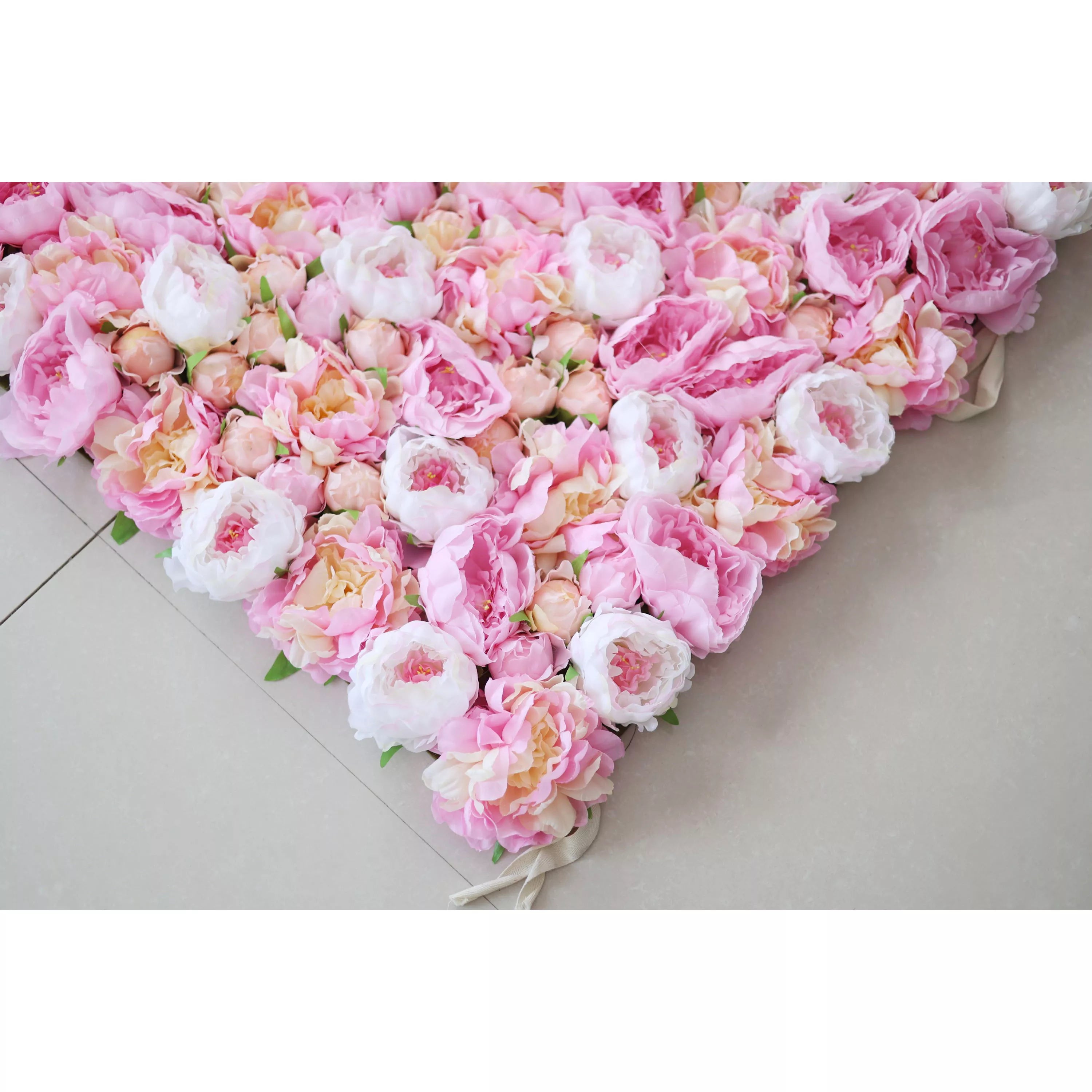 ValarFlower Toile de fond murale florale artificielle : fleur de blush – une cascade délicate de pétales rose tendre-VF-275