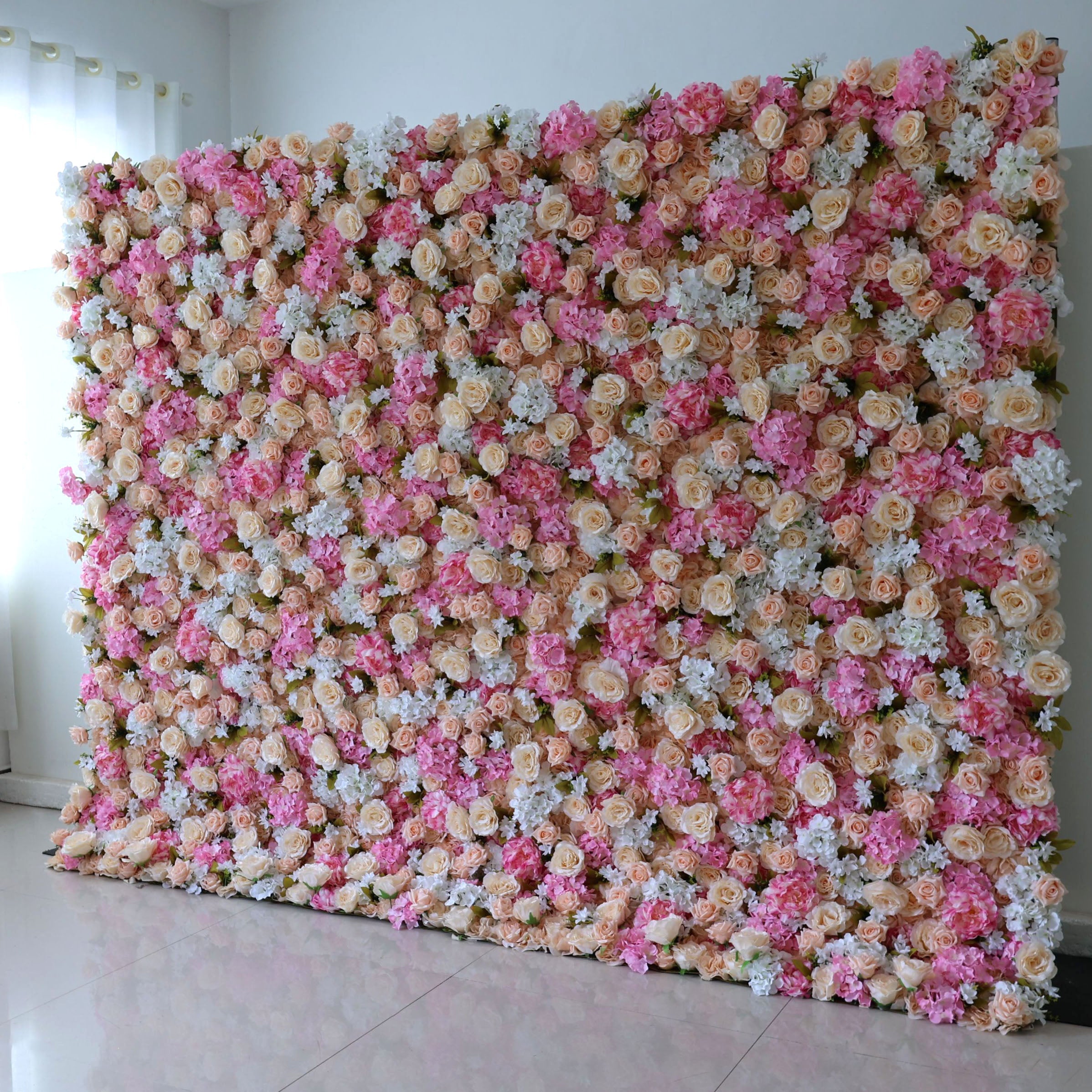 Valar Flowers Roll Up Fabric Artificial Flower Wall for Wedding Backdrop, Floral Party Decor, Event Photography VF-3714