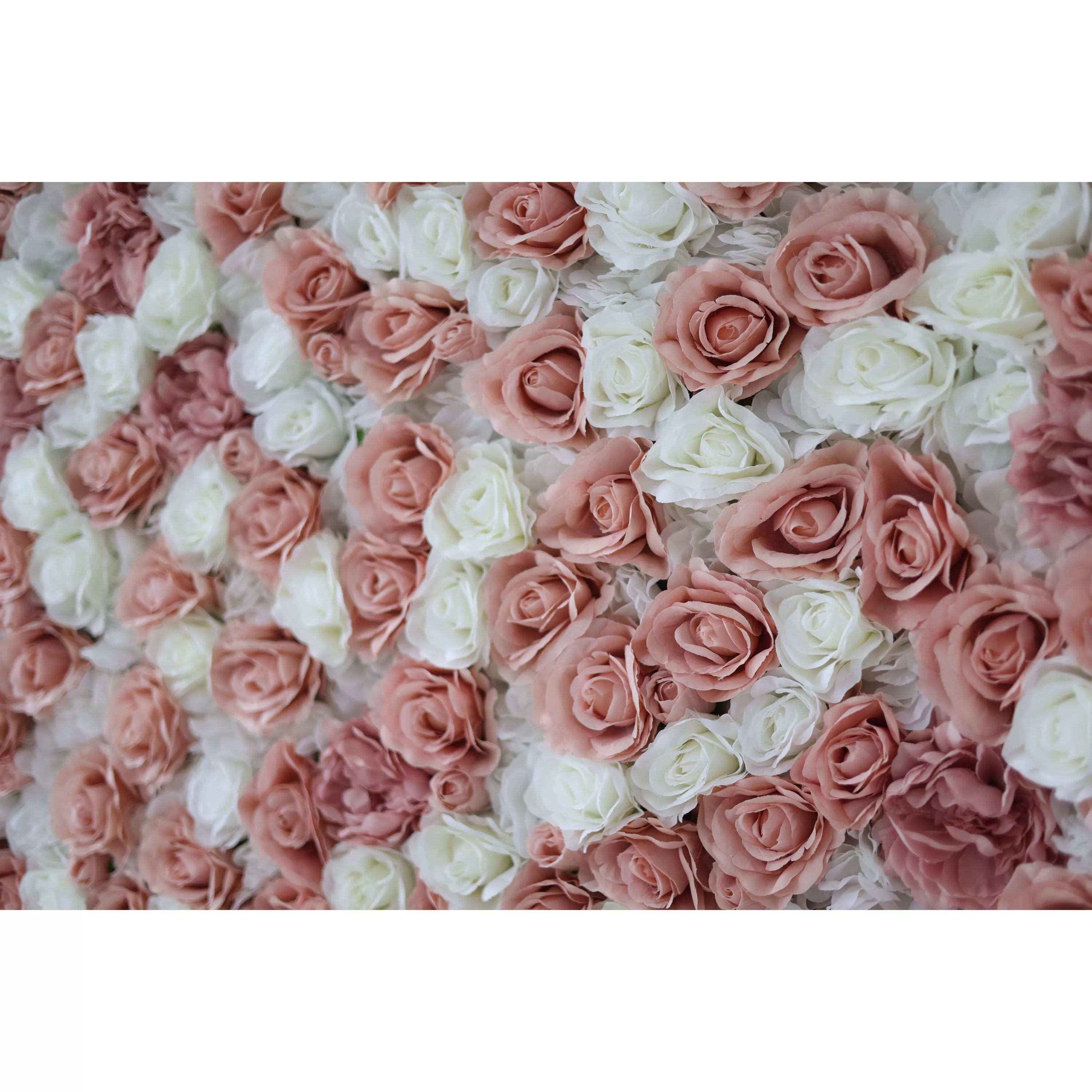 ValarFlowers Toile de fond murale florale artificielle : Rosy Radiance – Une danse délicate de roses roses et blanches - VF-277