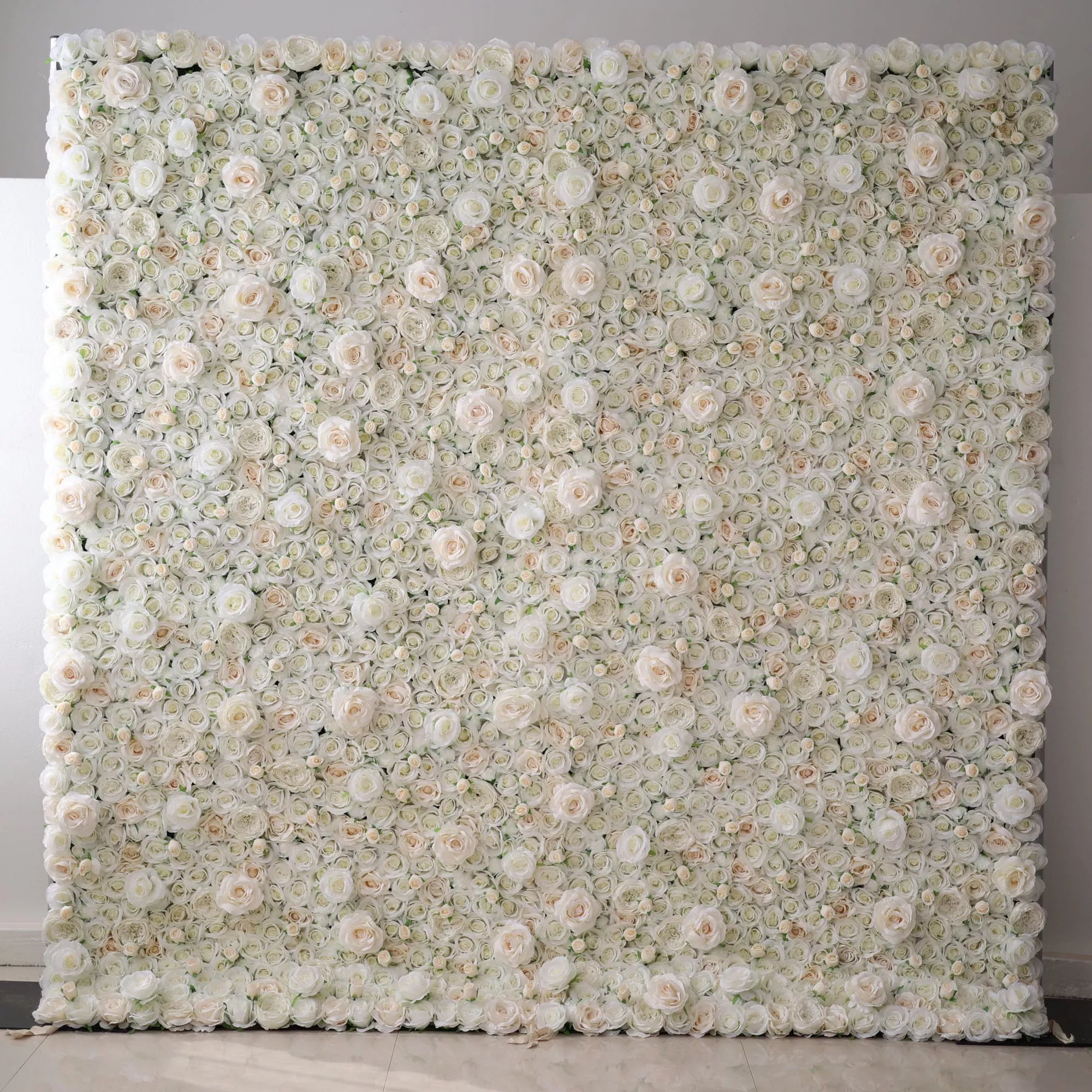 Valar Flowers Roll Up Fabric Artificial Lemon White Rose Pink Core Flower Wall Wedding Backdrop, Floral Party Decor, Event Photography-VF-085-2