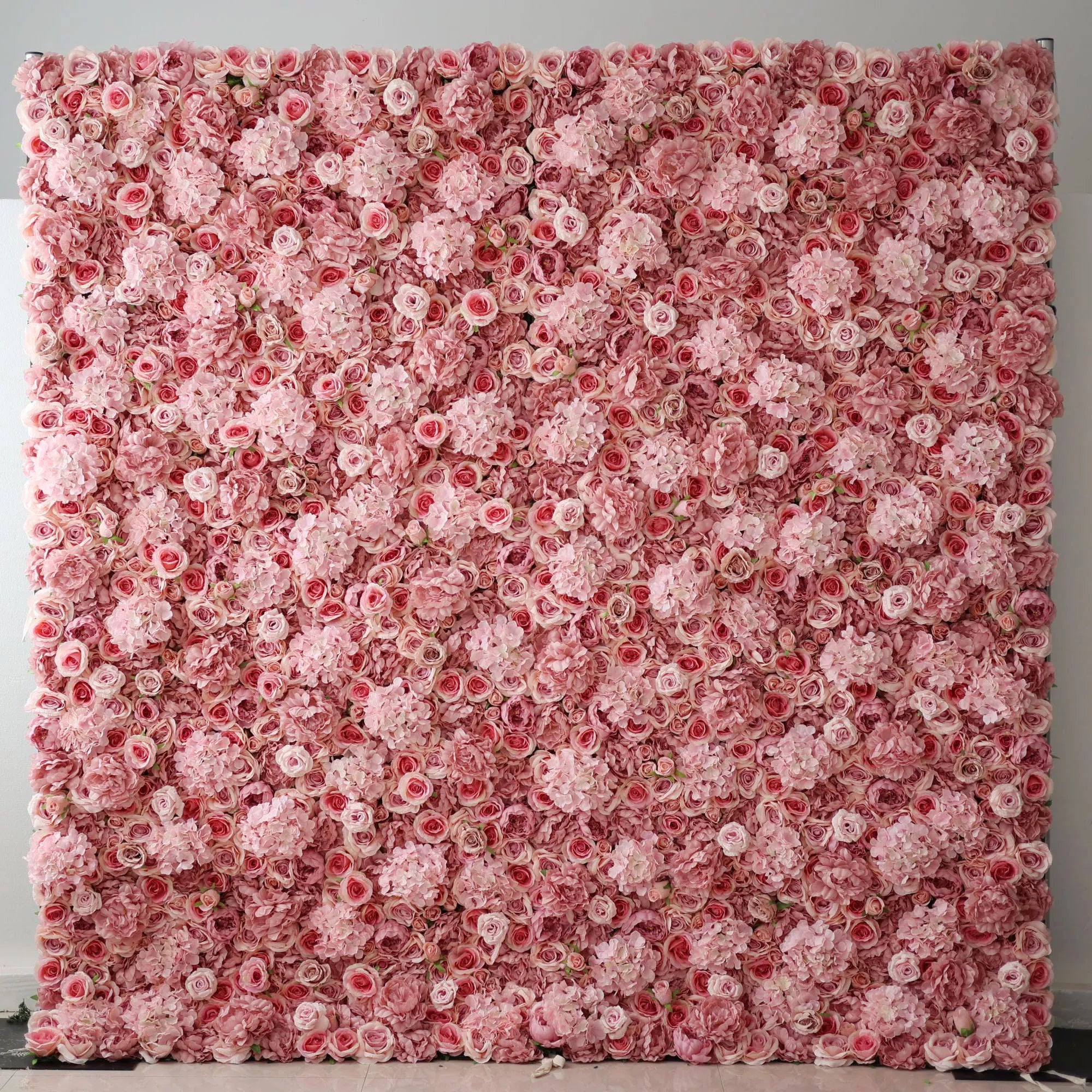 Valar Flowers Roll Up Fabric Artificial Brandy Pink Rose Flower Wall Wedding Backdrop, Floral Party Decor, Event Photography-VF-053