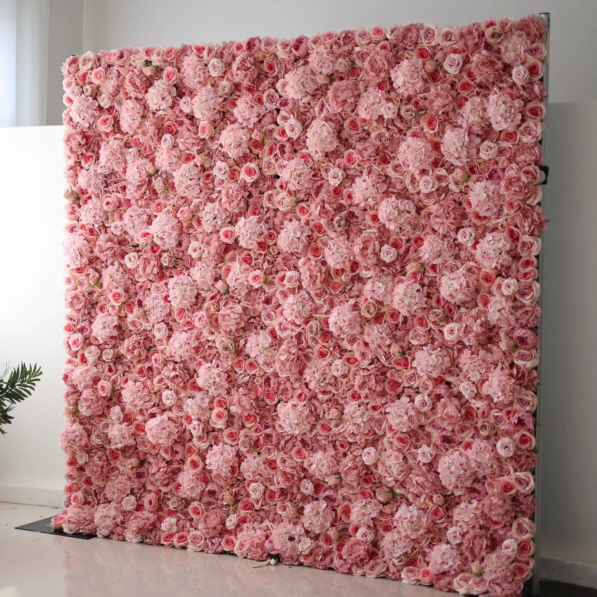 Valar Flowers Roll Up Fabric Artificial Brandy Pink Rose Flower Wall Wedding Backdrop, Floral Party Decor, Event Photography-VF-053