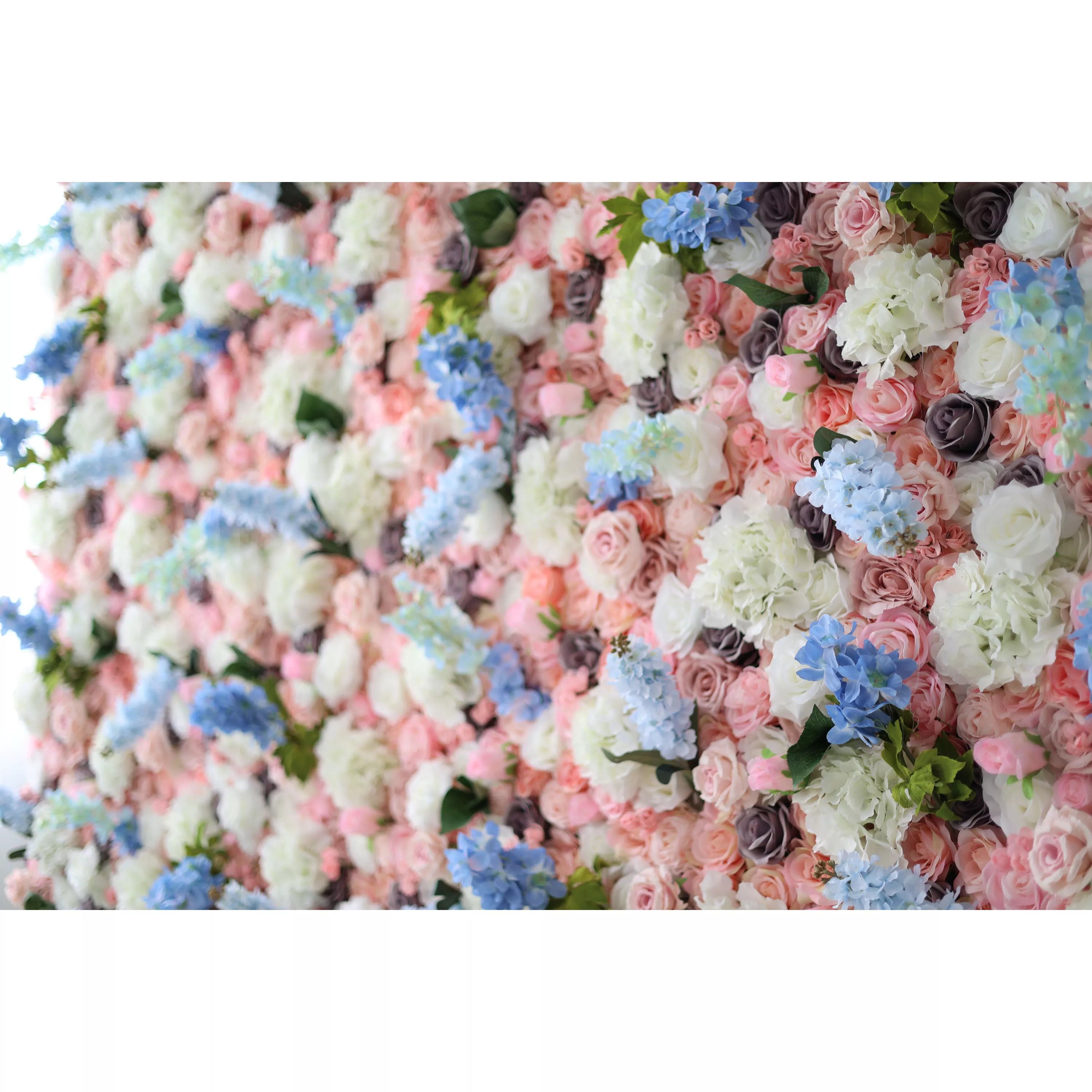 Valar Flowers roll up fabric artificial flower wall for wedding backdrop, floral party decor, and event photography, model VF-1281