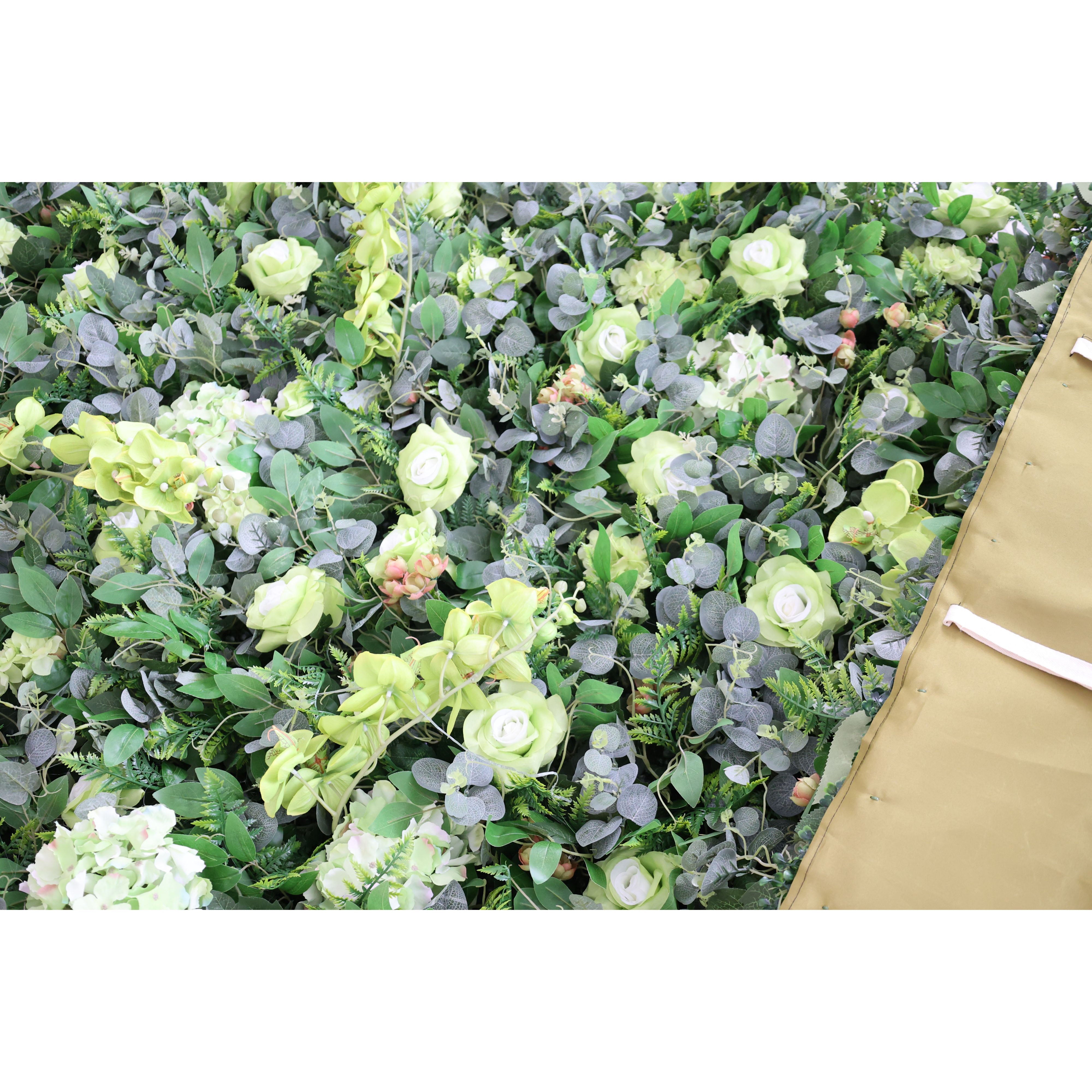 Fleurs Valar retrousser tissu feuilles vertes artificielles mur de fleurs toile de fond de mariage, décor de fête florale, photographie d'événement-VF-368 