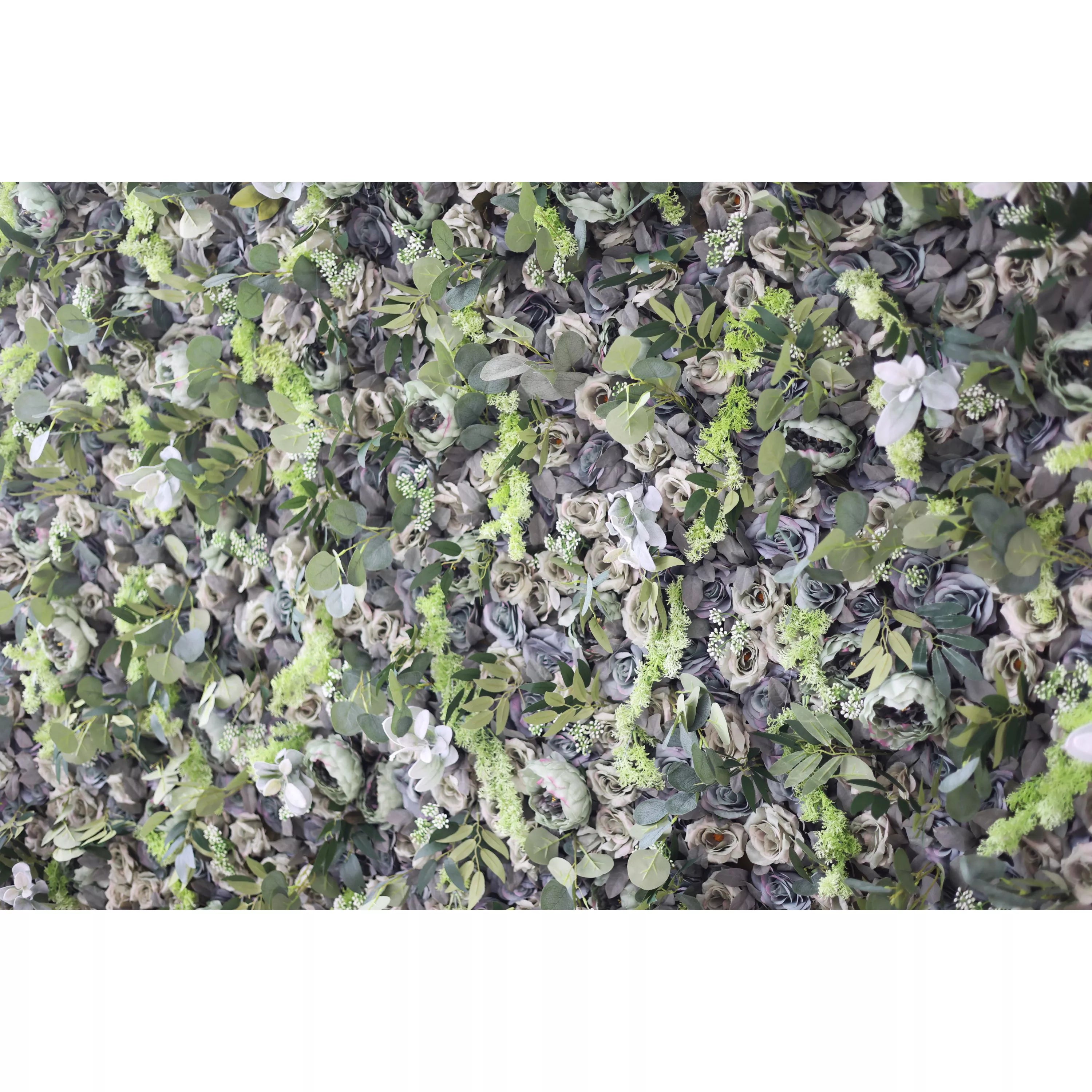 Valar Flowers présente : Forêt enchantée – Un mélange dense de verdure variée avec des accents blancs subtils – Un mur vert idéal pour les célébrations éco-conscientes, les thèmes botaniques et les designs d'intérieur naturalistes-VF-222-3