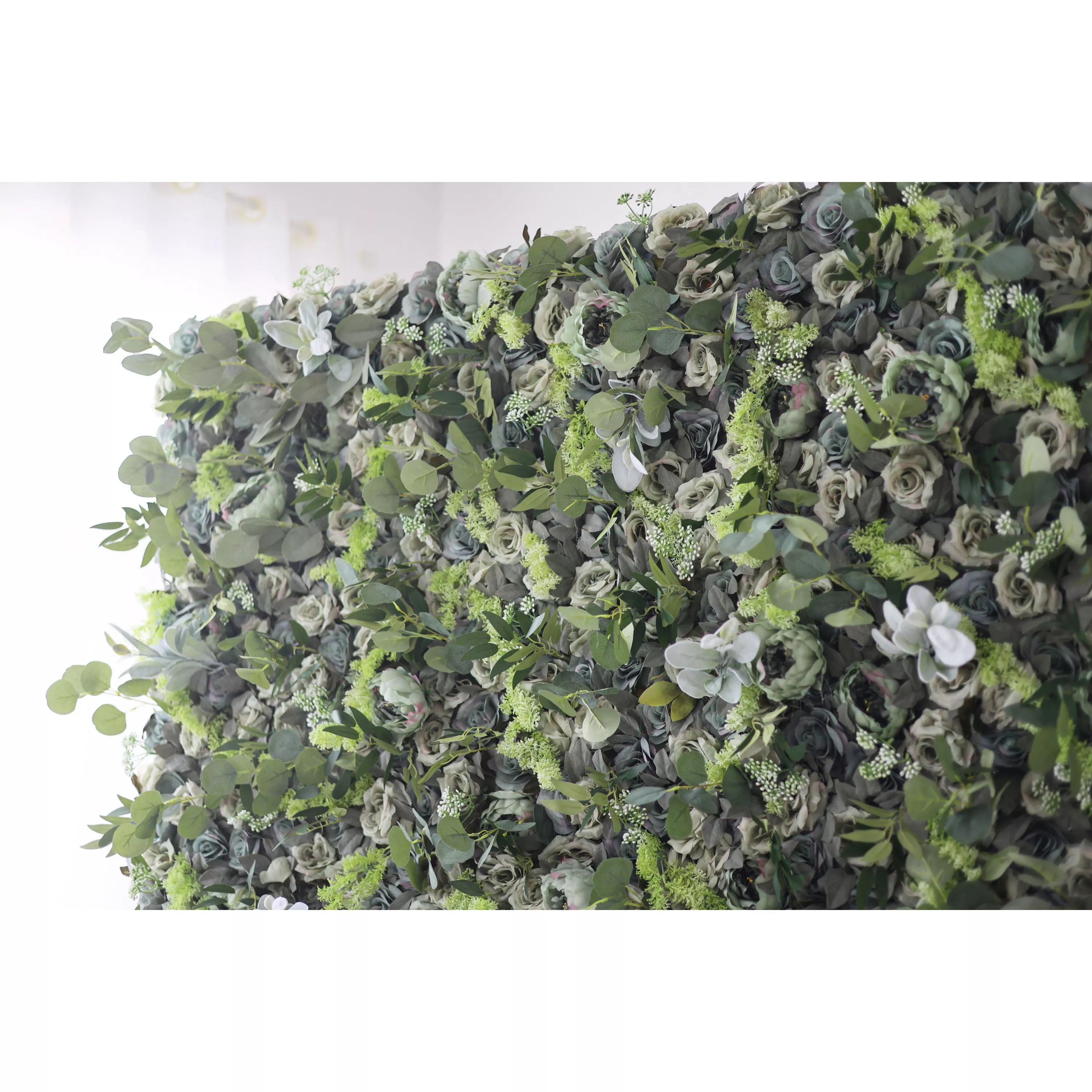 Valar Flowers Presents: Enchanted Forest – A Dense Mélange of Varied Greenery with Subtle White Accents – An Ideal Green Wall for Eco-Conscious Celebrations, Botanical Themes & Naturalistic Interior Designs-VF-222-3