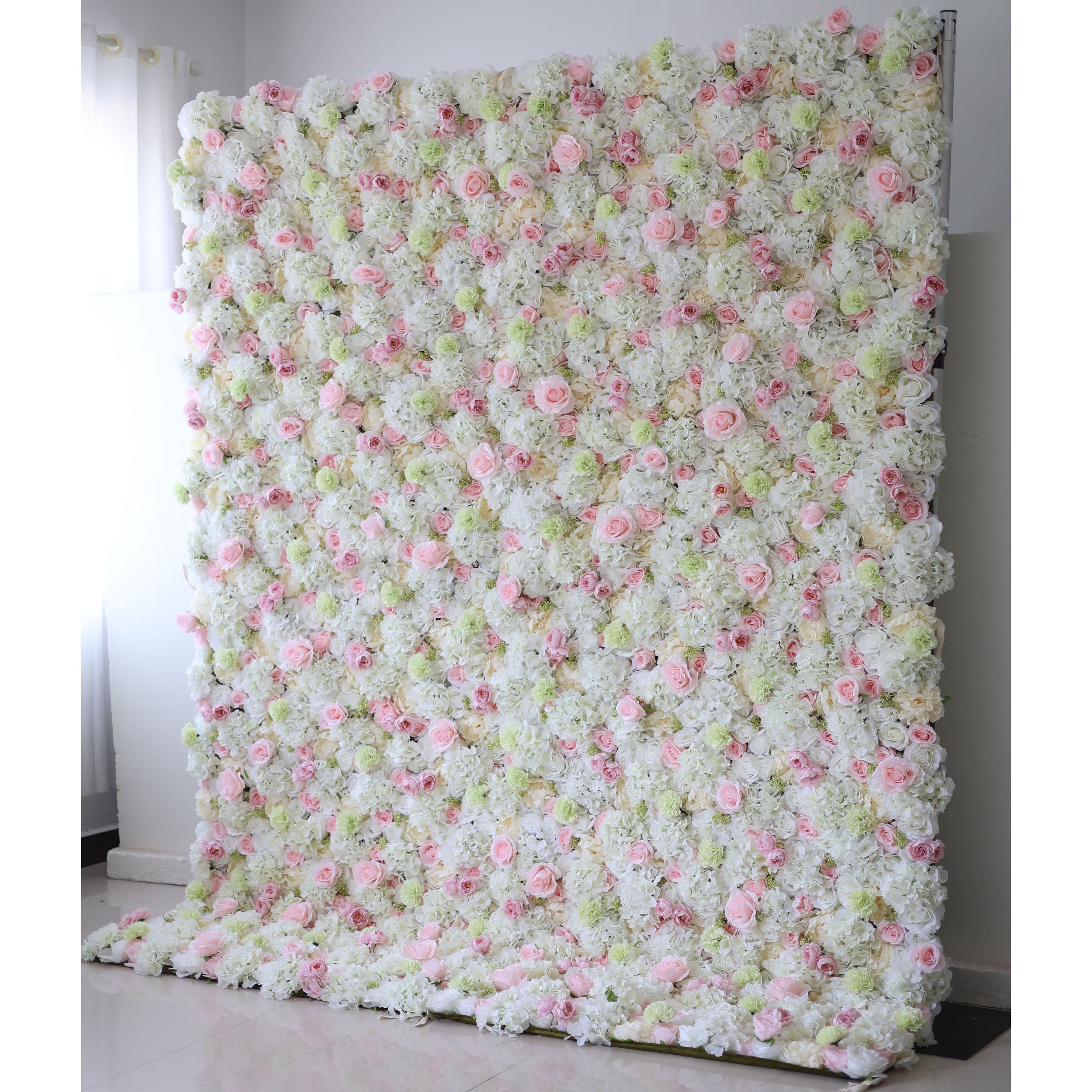 Valar Flowers Roll Up Fabric Artificial Flower Wall Wedding Backdrop, Floral Party Decor, Event Photography-VF-032