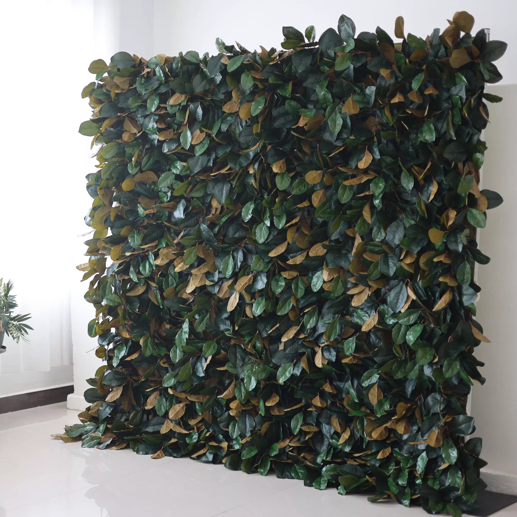 ValarFlowers Backdrop: An intricate play of green and gold leaves, capturing nature's serenity. Ideal for creating a tranquil, eco-friendly setting.