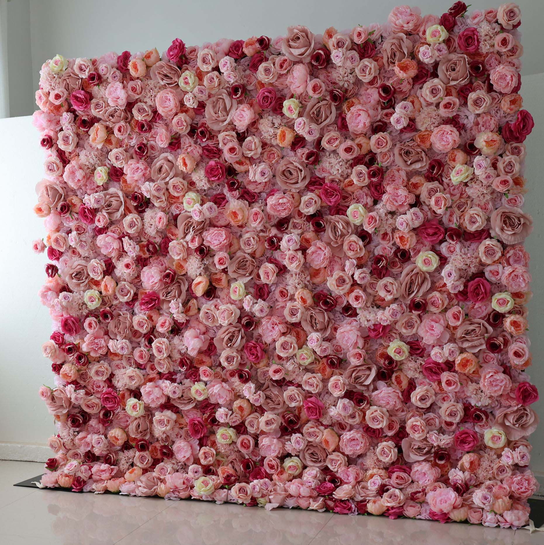 Valar Flowers Roll Up Fabric Artificial Flower Wall Wedding Backdrop, Floral for Weddings & Events - VF-2963