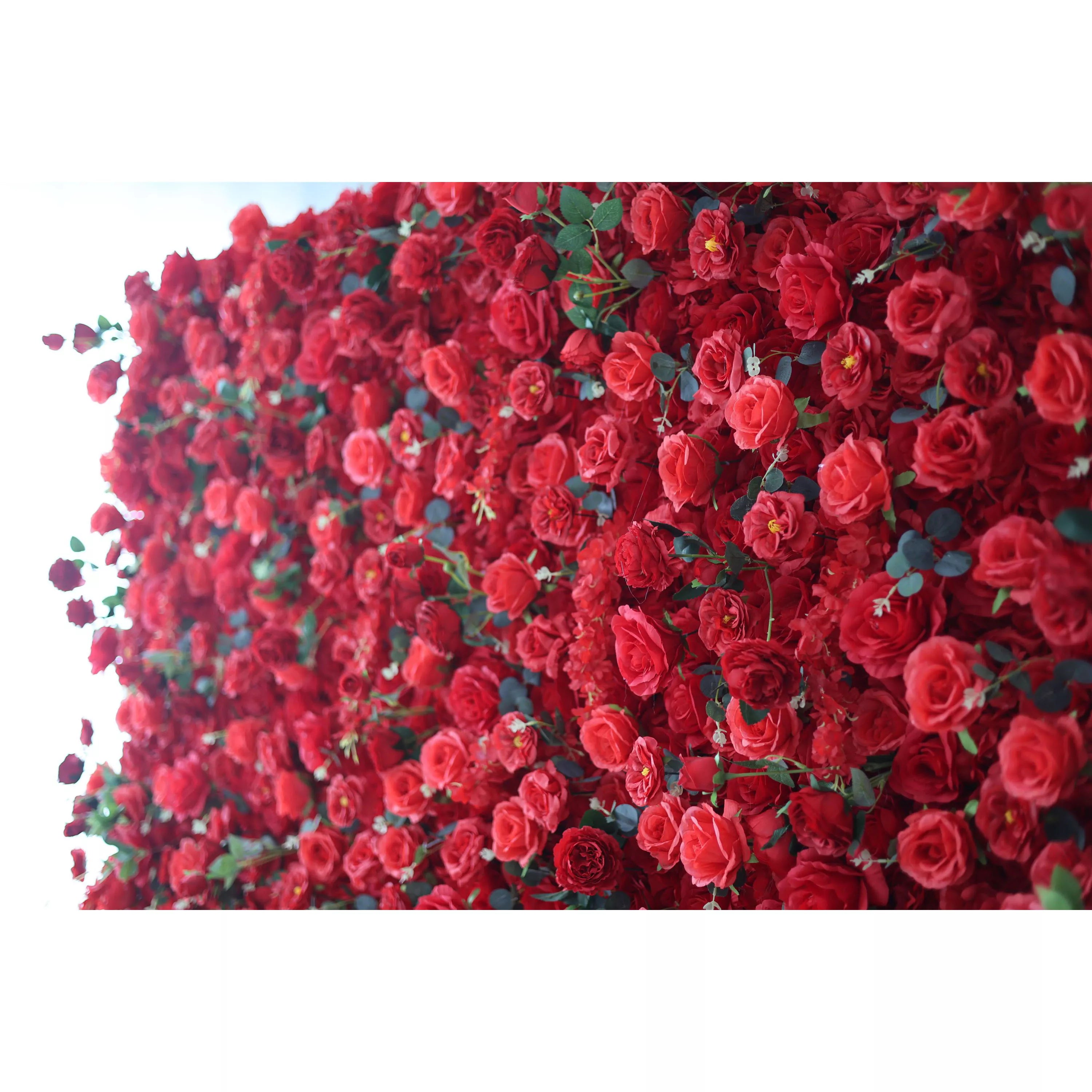ValarFlowers Artificial Floral Wall Backdrop: The Red Rose Rapture - Passion Personified-VF-279