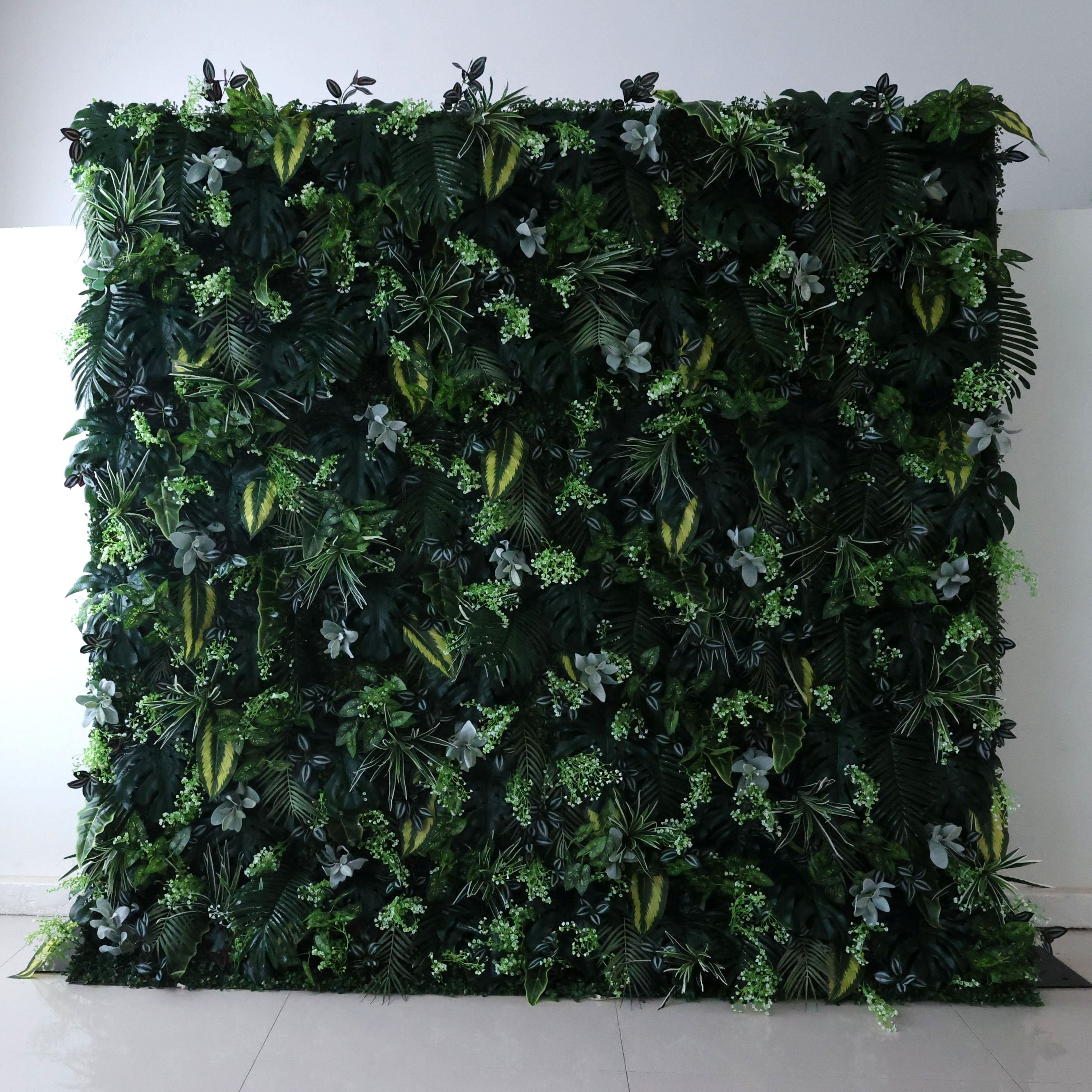 Valar Fleurs Roll Up Tissu Artificiel Vert Oasis 3D Fleur Mur Mariage Toile de fond, Décor de fête florale, Photographie d’événement-VF-363 