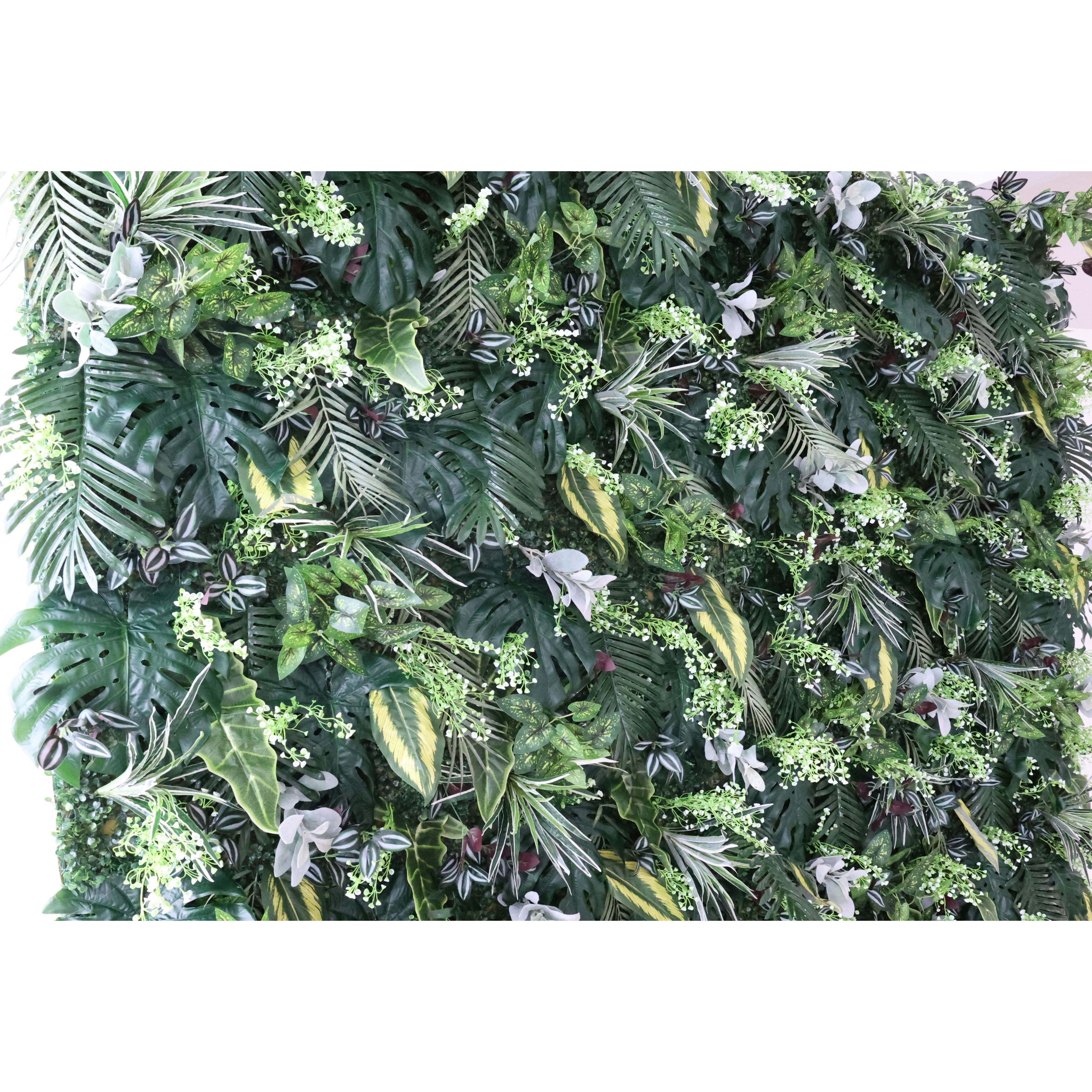 Valar Fleurs Roll Up Tissu Artificiel Vert Oasis 3D Fleur Mur Mariage Toile de fond, Décor de fête florale, Photographie d’événement-VF-363 