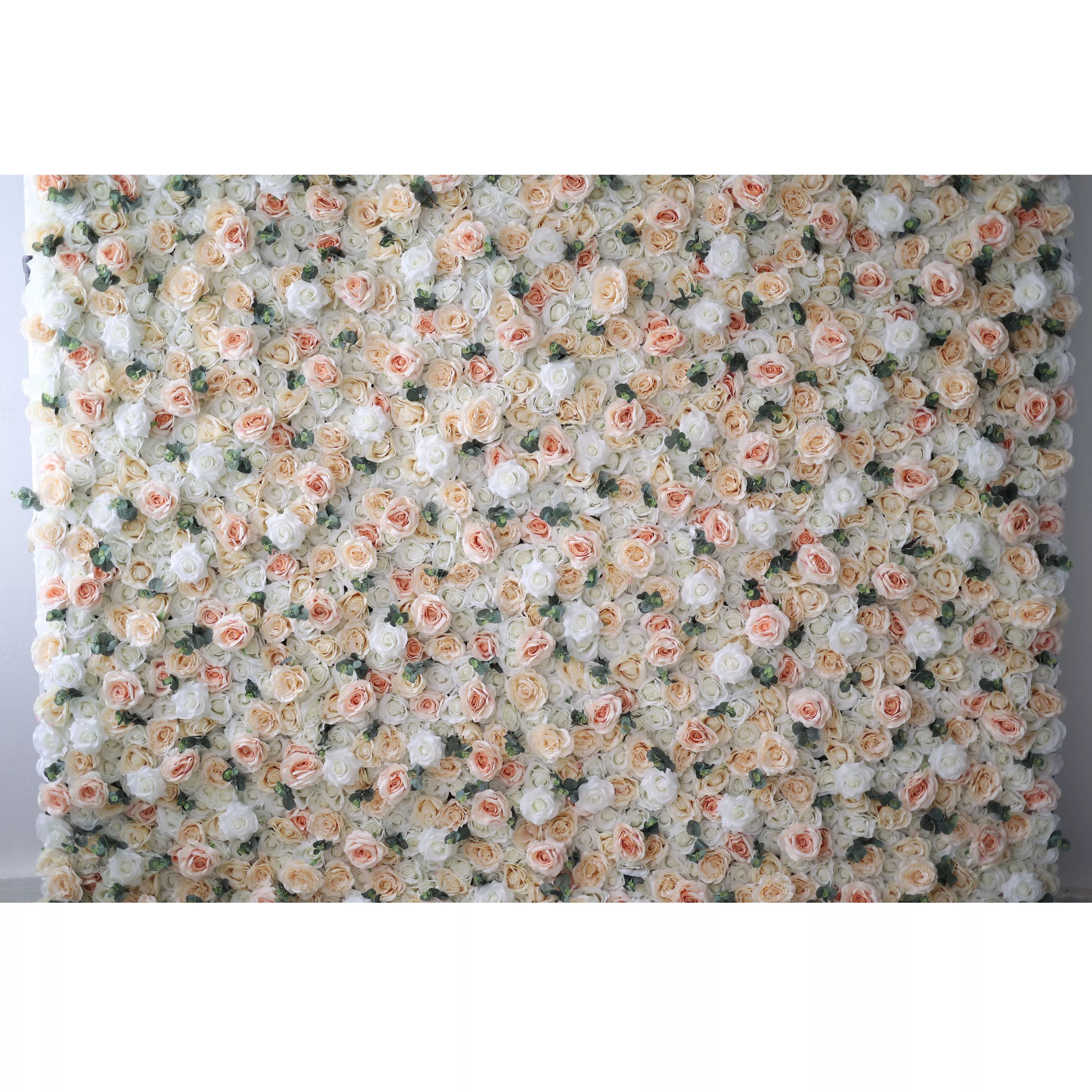 Valar Flowers artificial white and rose fog flower wall backdrop made of fabric for wedding and event decor, perfect for photography3
