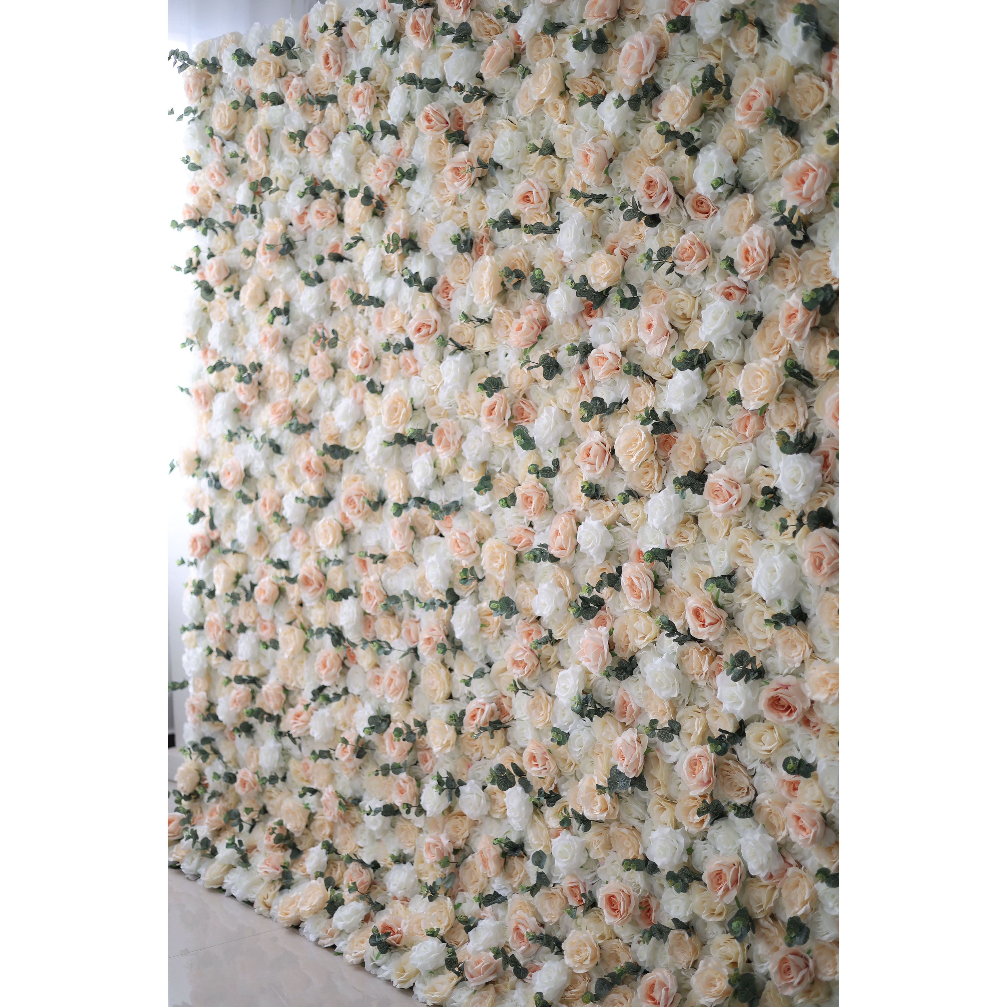 Valar Flowers artificial white and rose fog flower wall backdrop made of fabric for wedding and event decor, perfect for photography0