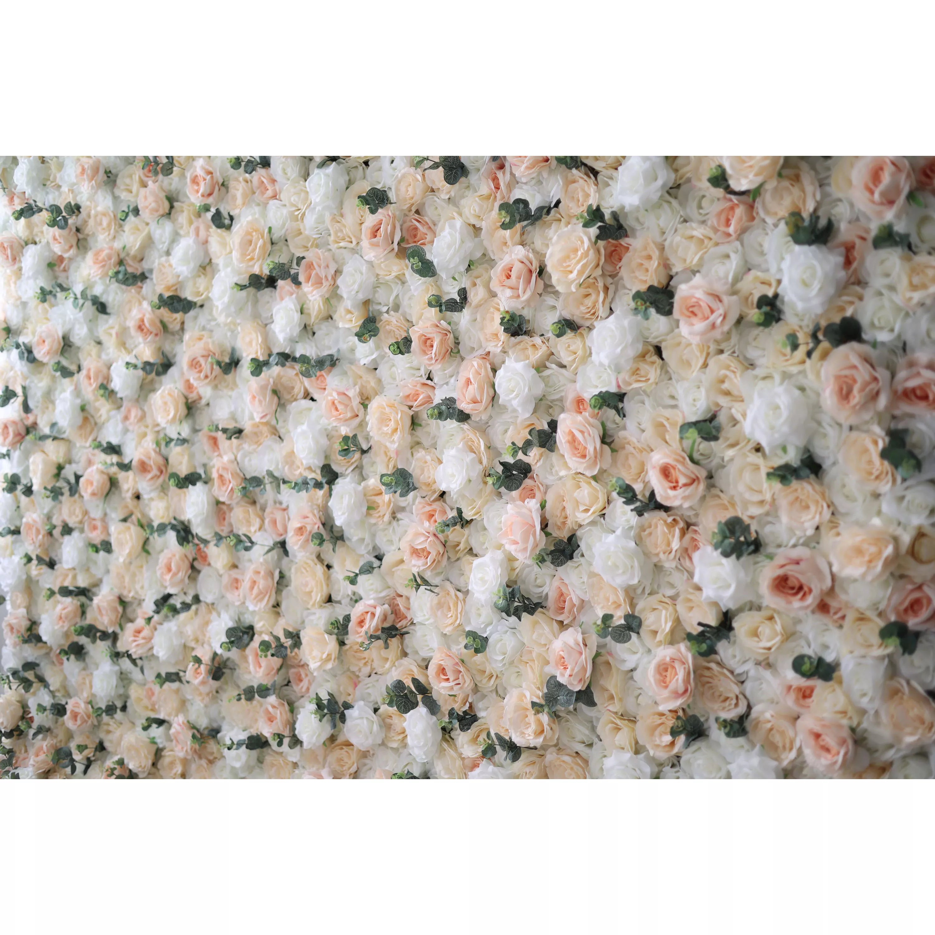 Valar Flowers artificial white and rose fog flower wall backdrop made of fabric for wedding and event decor, perfect for photography4