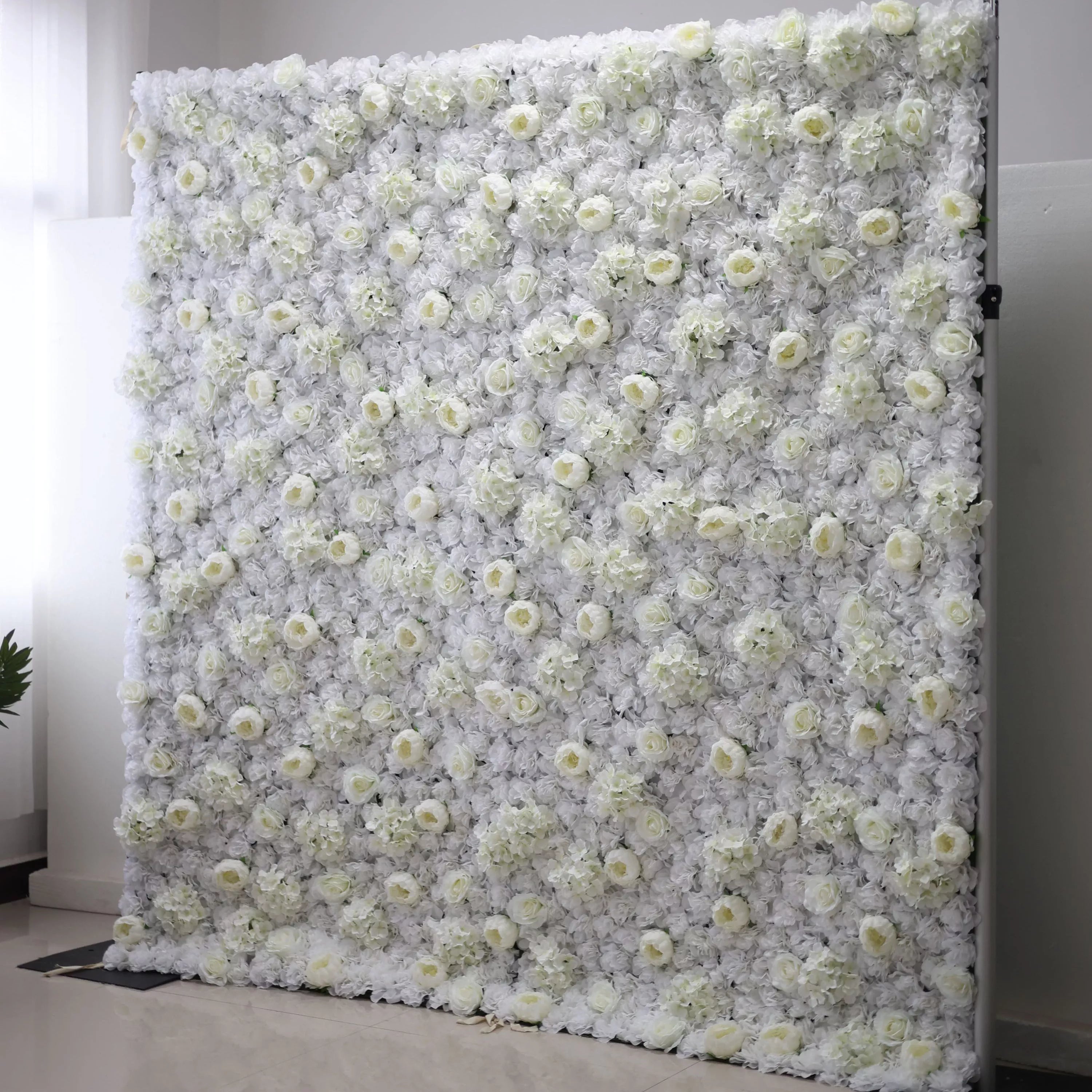 Fleurs Valar enroulables en tissu, mur de fleurs blanches artificielles, toile de fond de mariage, décor de fête florale, photographie d'événement-VF-006 