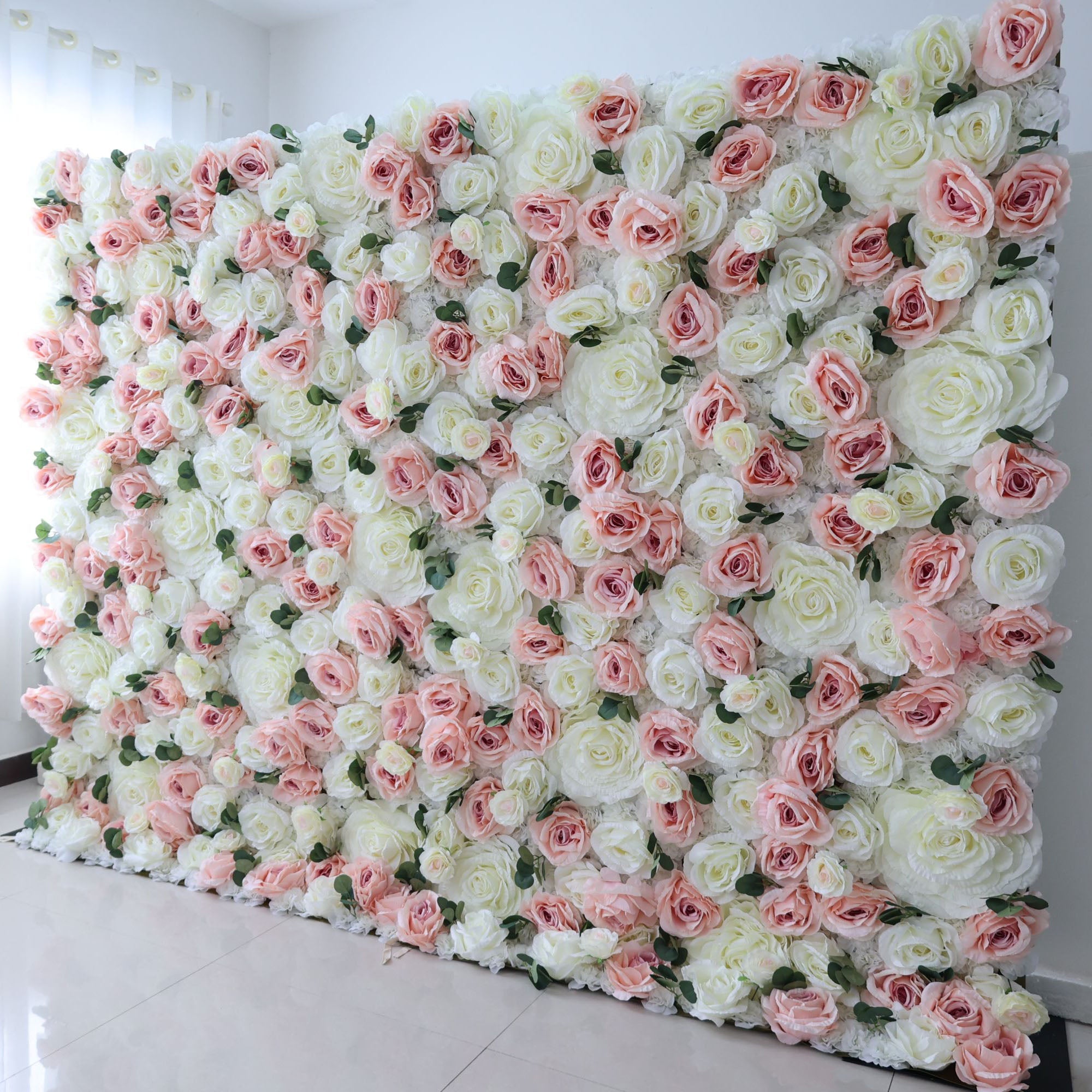 Valar Flowers Roll Up Fabric Artificial Flower Wall Wedding Backdrop, Floral Party Decor, Event Photography-VF-319