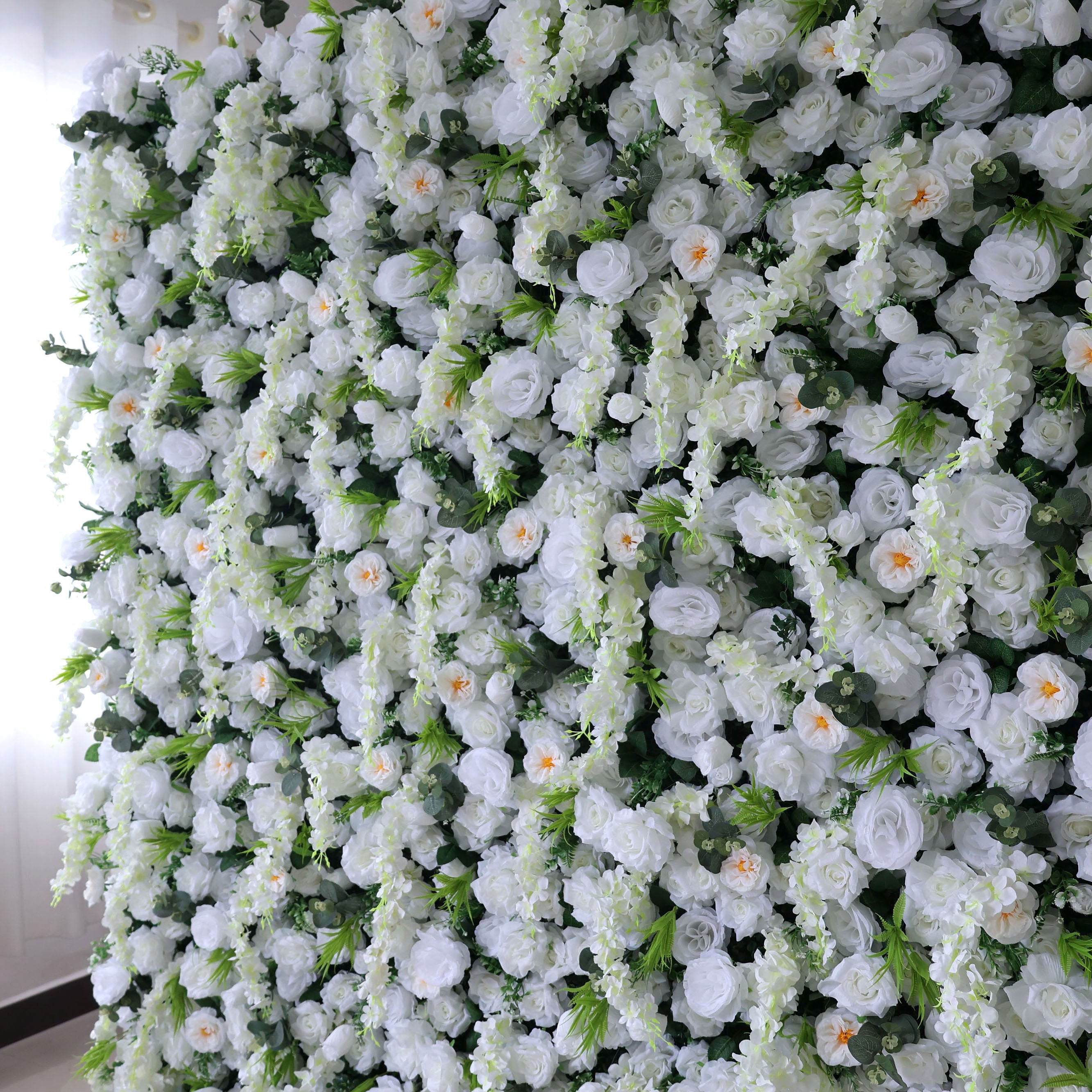 Valar Flowers Roll Up Fabric Artificial Flower Wall Wedding Backdrop, Floral Party Decor, Event Photography-VF-391