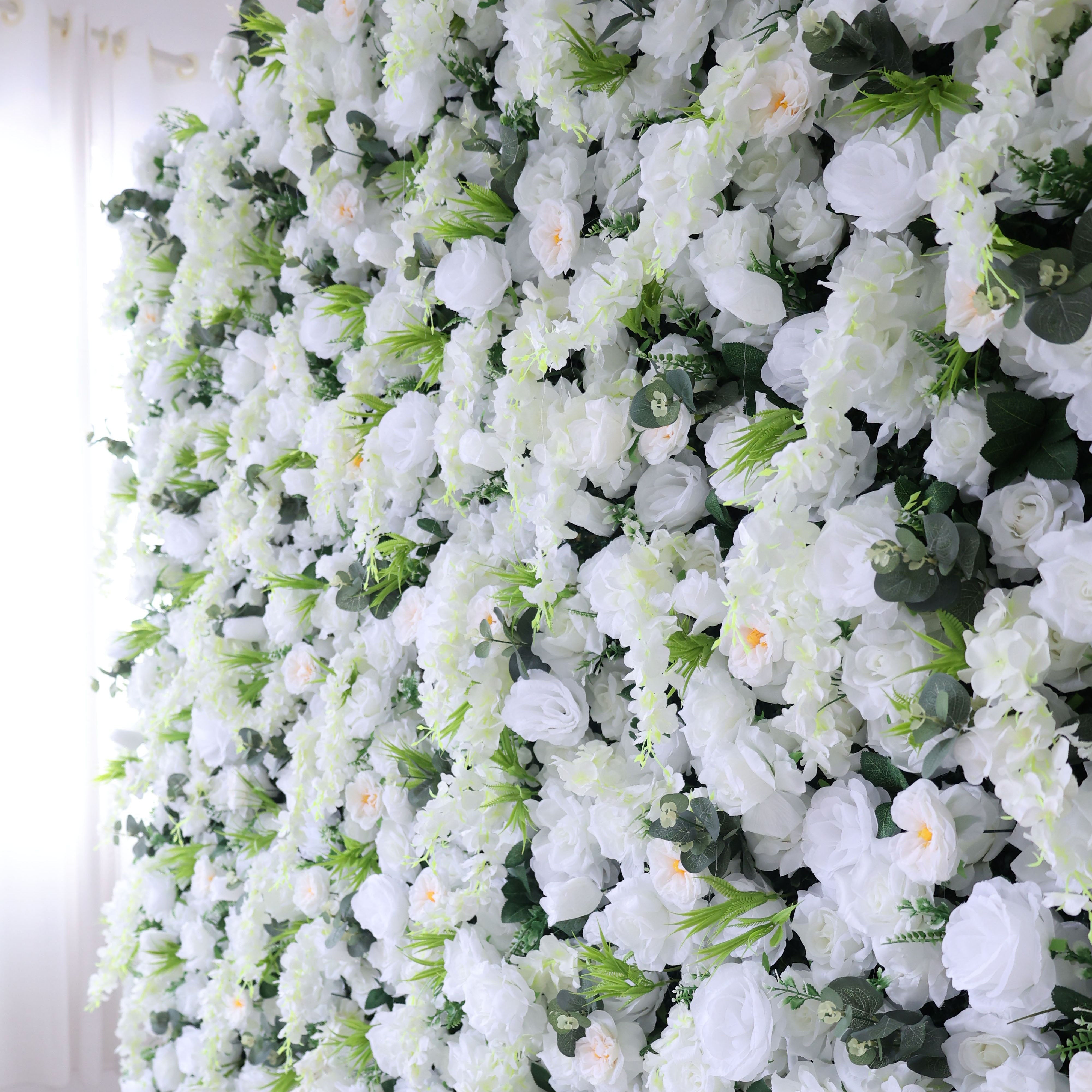 Valar Flowers Roll Up Fabric Artificial Flower Wall Wedding Backdrop, Floral Party Decor, Event Photography-VF-391