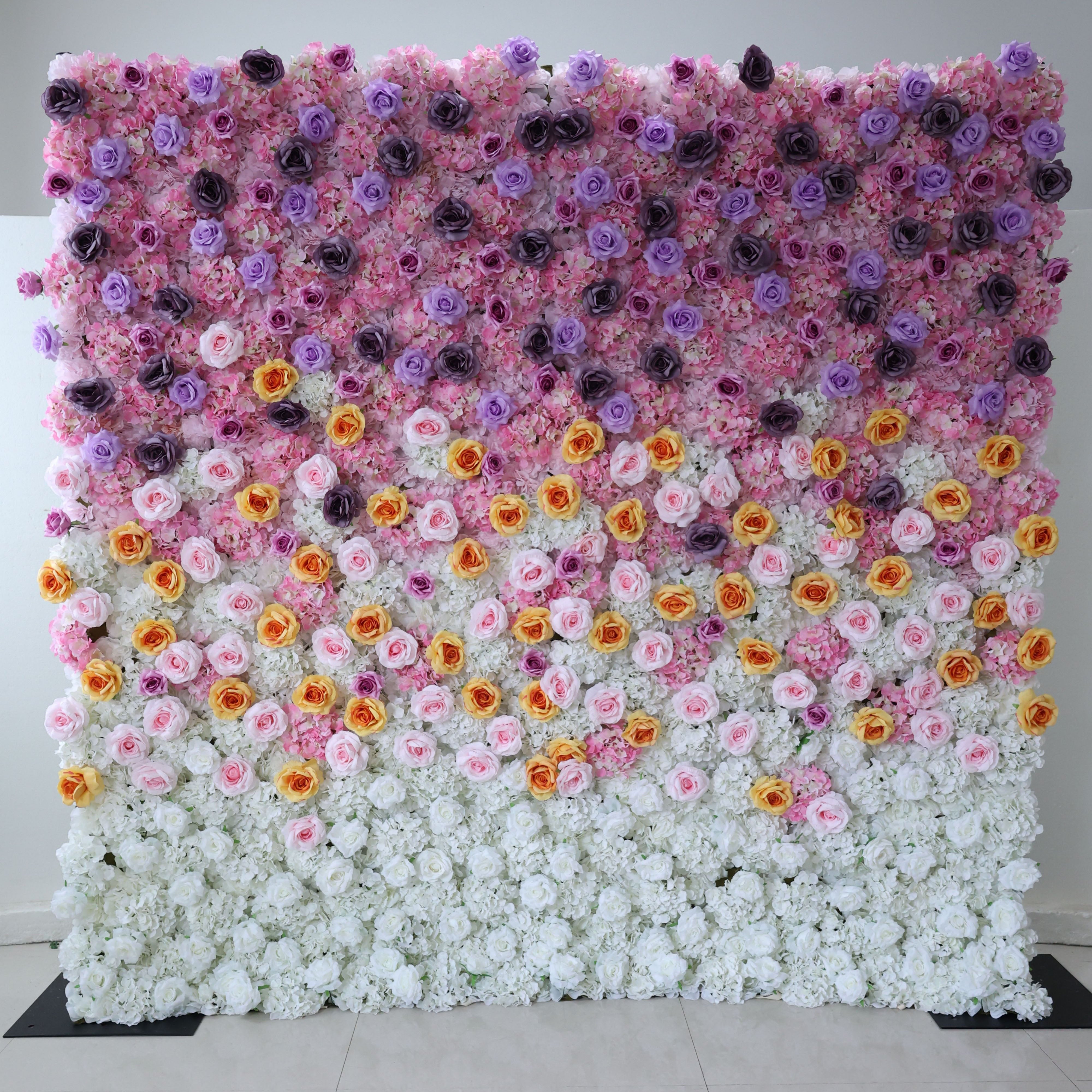 Valar Flowers Roll Up Fabric Artificial Flower Wall Wedding Backdrop, Floral Party Decor, Event Photography-VF-390