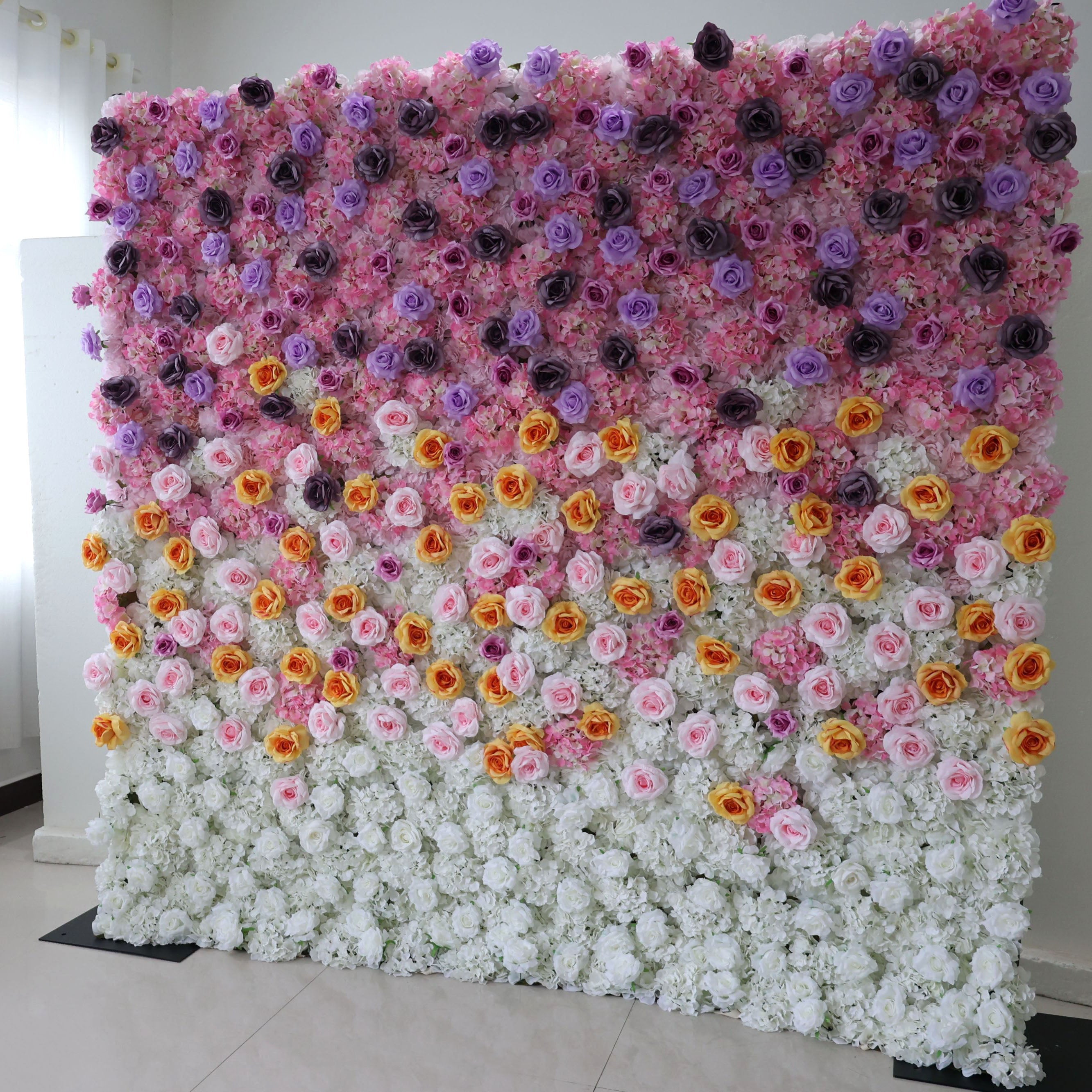 Fleurs Valar enroulables en tissu, mur de fleurs artificielles, toile de fond de mariage, décor de fête florale, photographie d'événement-VF-390 