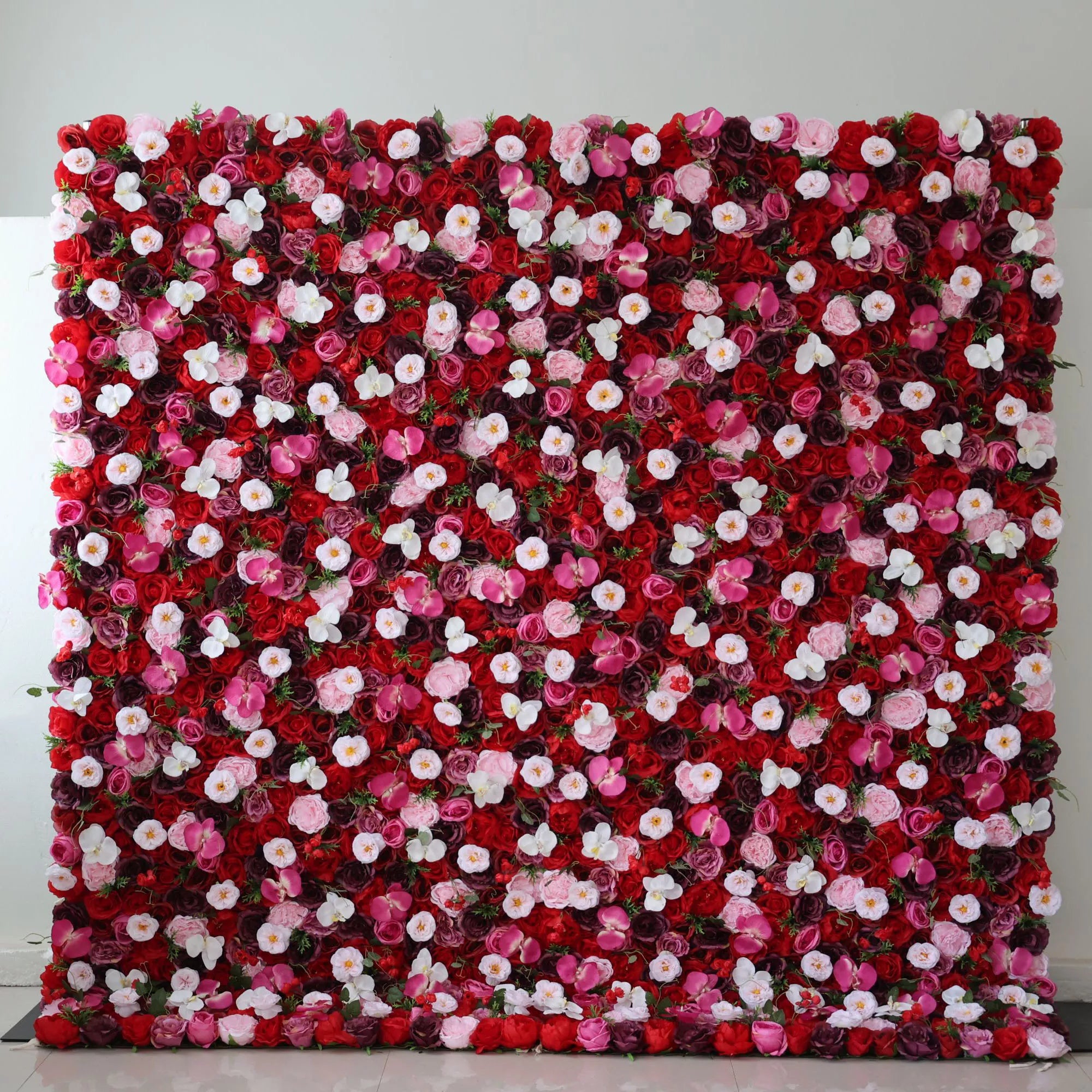 ValarFlower Artificial Floral Wall Backdrop: Blooming Symphony: A Medley of Passion and Purity-VF-282