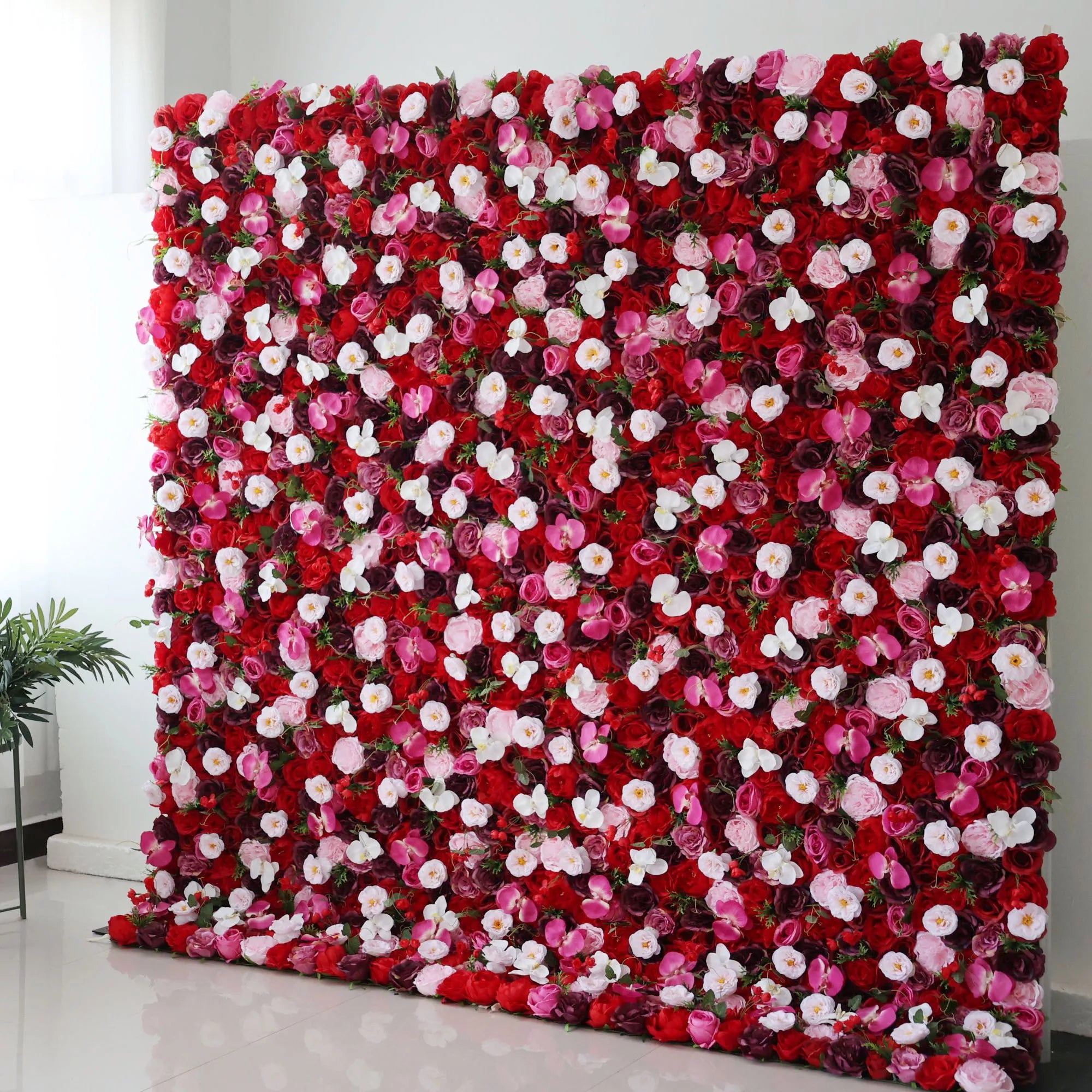 Blooming Symphony: A lush mosaic of roses in shades of red, pink, and white. A breathtaking backdrop radiating elegance, love, and romance.