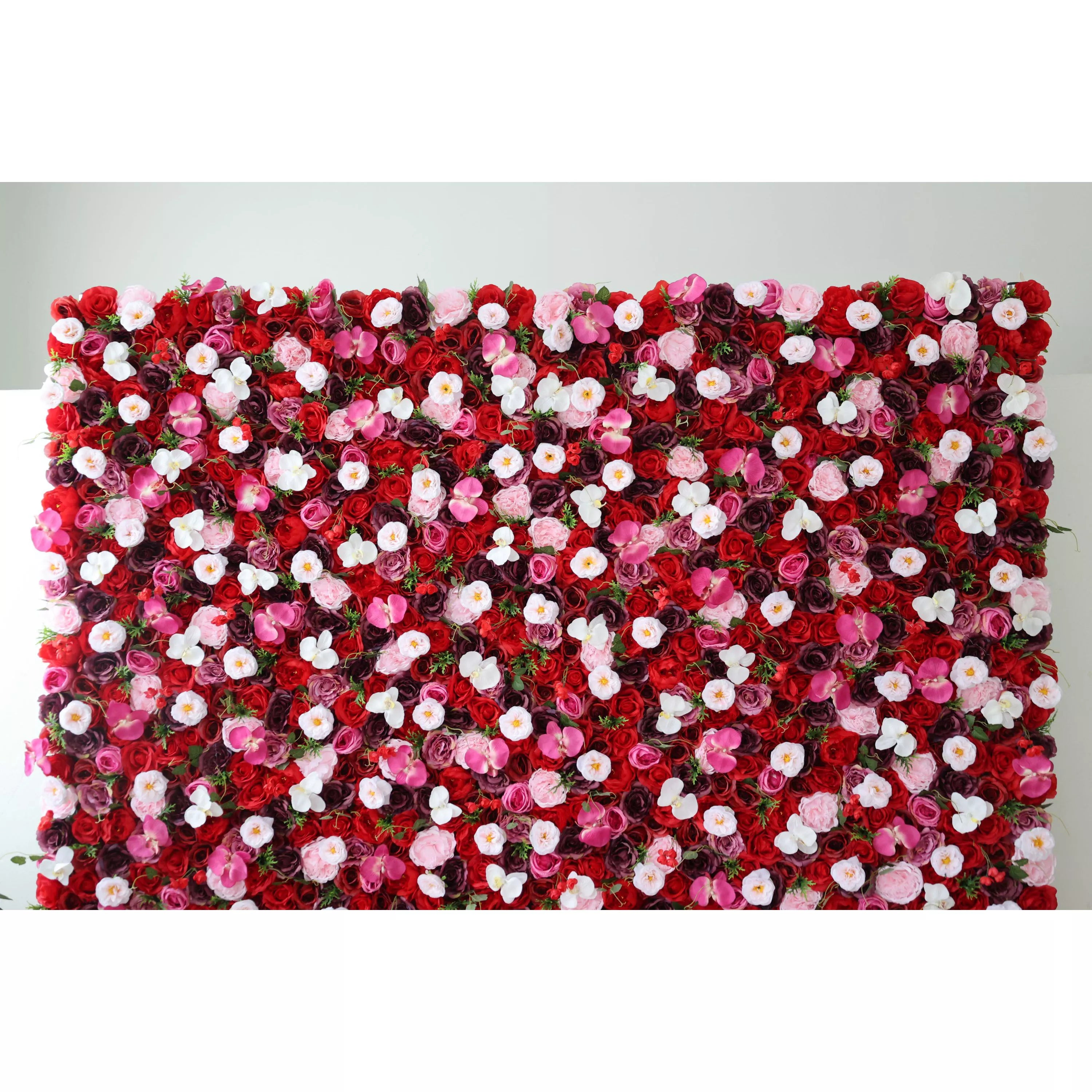 ValarFlower Toile de fond murale florale artificielle : Symphonie fleurie : un mélange de passion et de pureté-VF-282