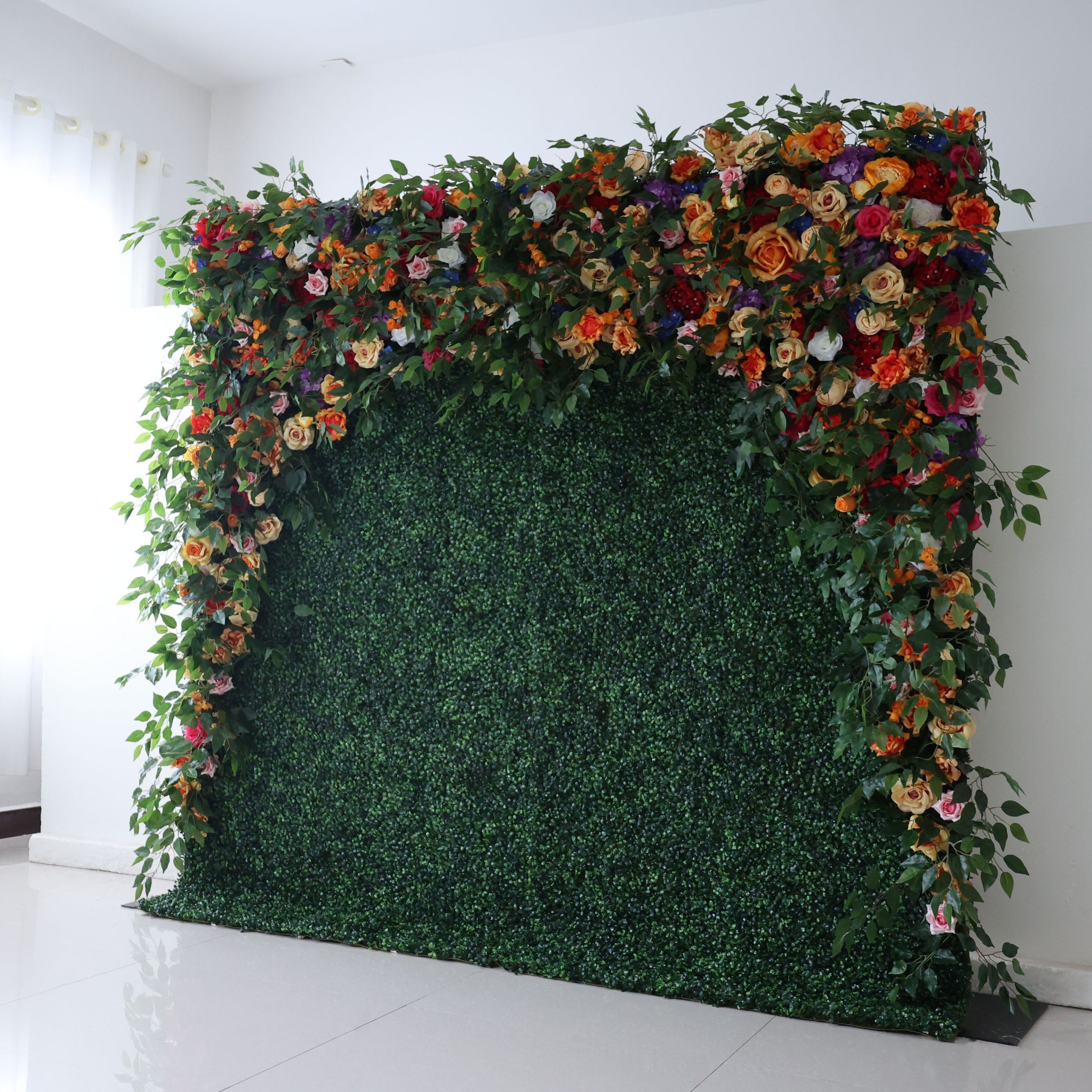 Fleurs Valar retrousser tissu fleur artificielle mur toile de fond de mariage, décor de fête florale, photographie d'événement-VF-392 