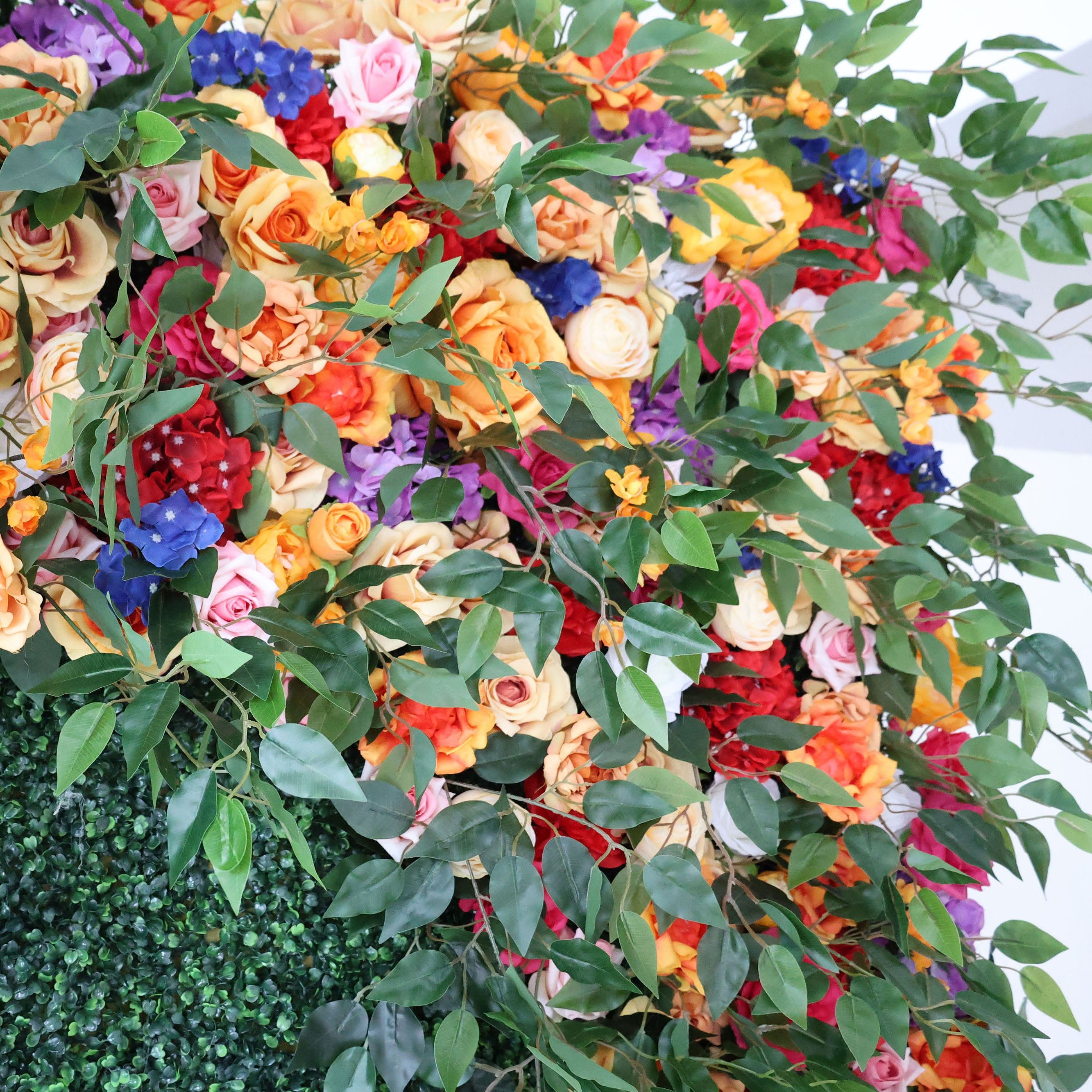 Fleurs Valar retrousser tissu fleur artificielle mur toile de fond de mariage, décor de fête florale, photographie d'événement-VF-392 