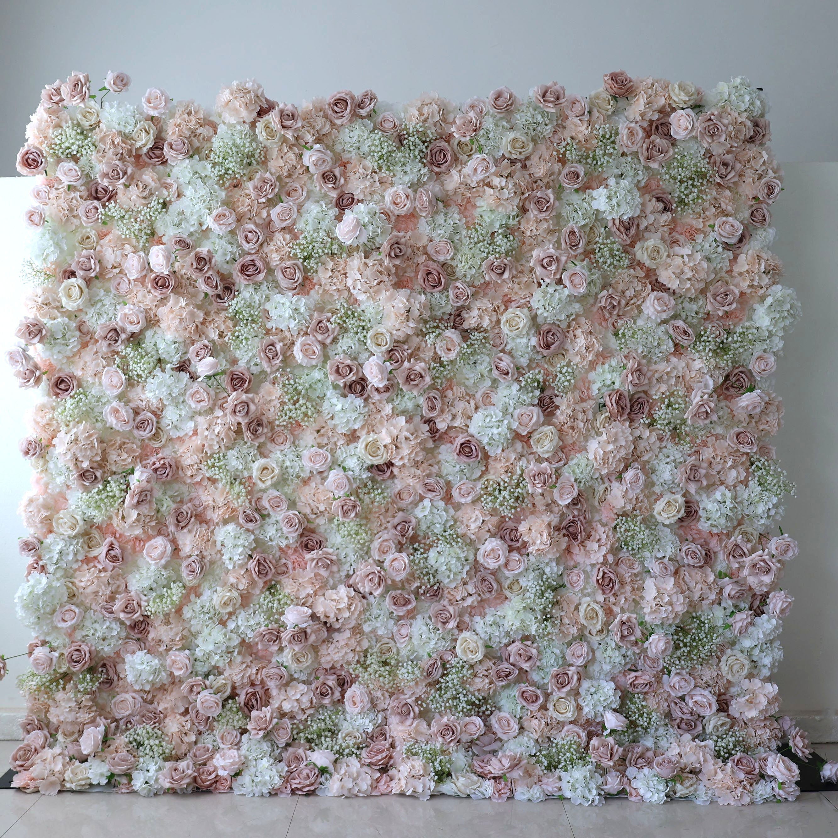 Valar Flowers Roll Up Fabric Artificial Flower Wall Wedding Backdrop, Floral Party Decor, Event Photography-VF-374